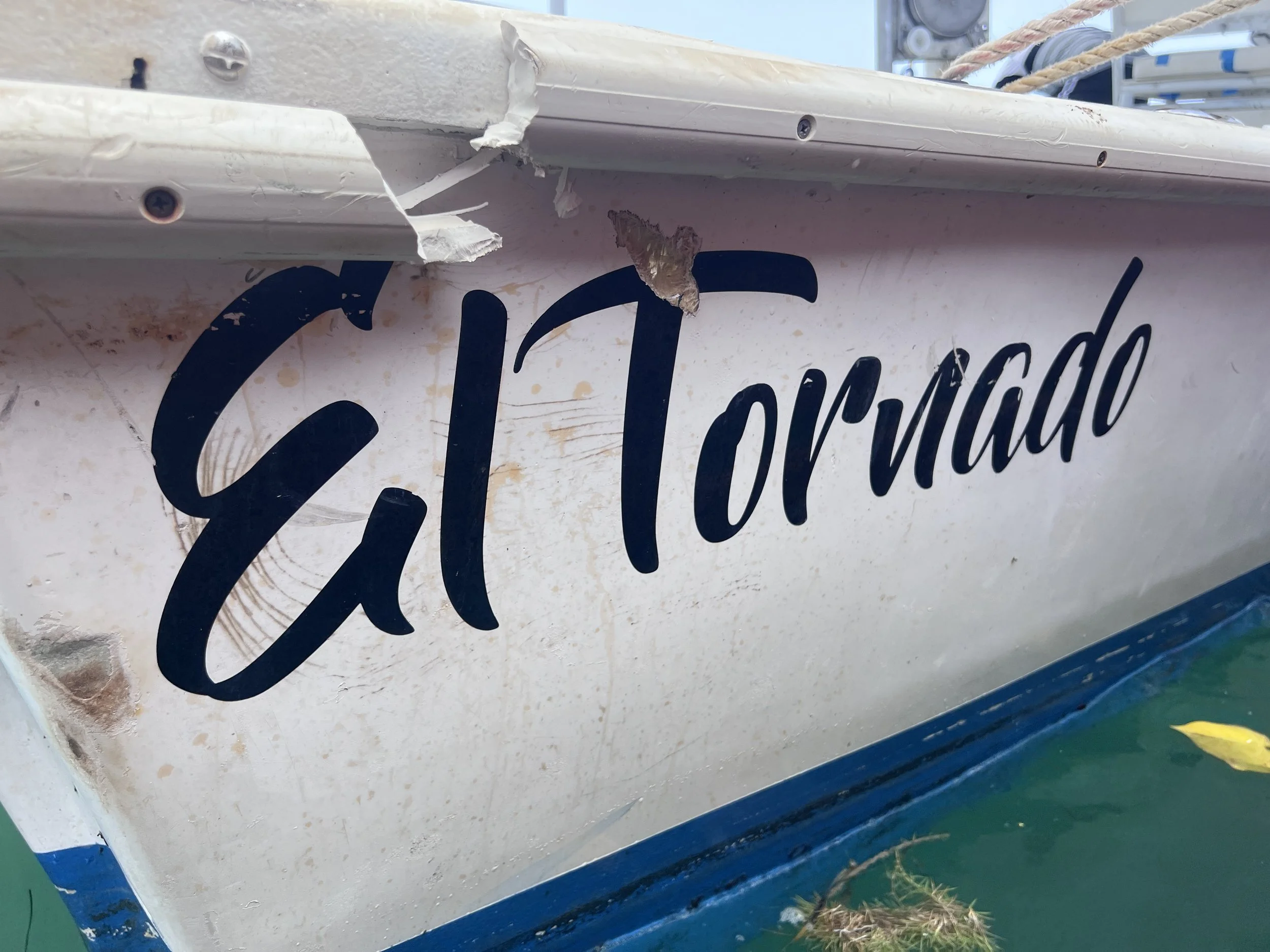 El Tornado, the 24-foot Florida fishing boat used by the group to travel to Cuba. Investigators documented 23 impacts on the fishing boat and 14 on the Cuban Border Guard vessel.
