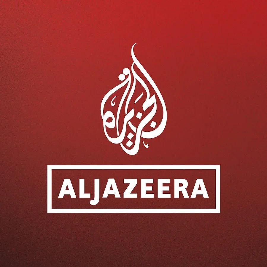 Al Jazeera logo on a red background.
