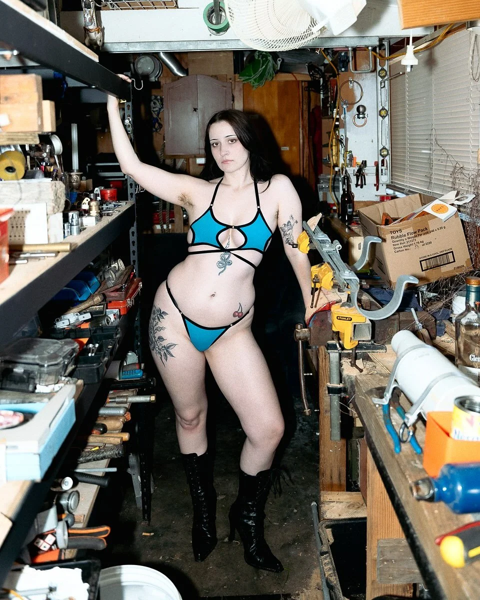 Mel in the werk shop ❤︎

Wearing the Blue/Red Reversible Starkini Top &amp; Micro Swim Thong 👙 

Model @meeow315 
Photos @nicolemacabre