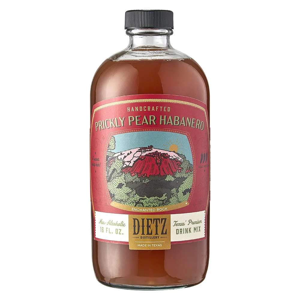 Spicy AND sweet, our Prickly Pear Habanero cocktail mix is a Texas Hill Country classic. It’s made with hand-pressed Texas prickly pear! Adding tequila or gin will pair perfectly and smooth out the heat, but not enough to take away from the unique fl