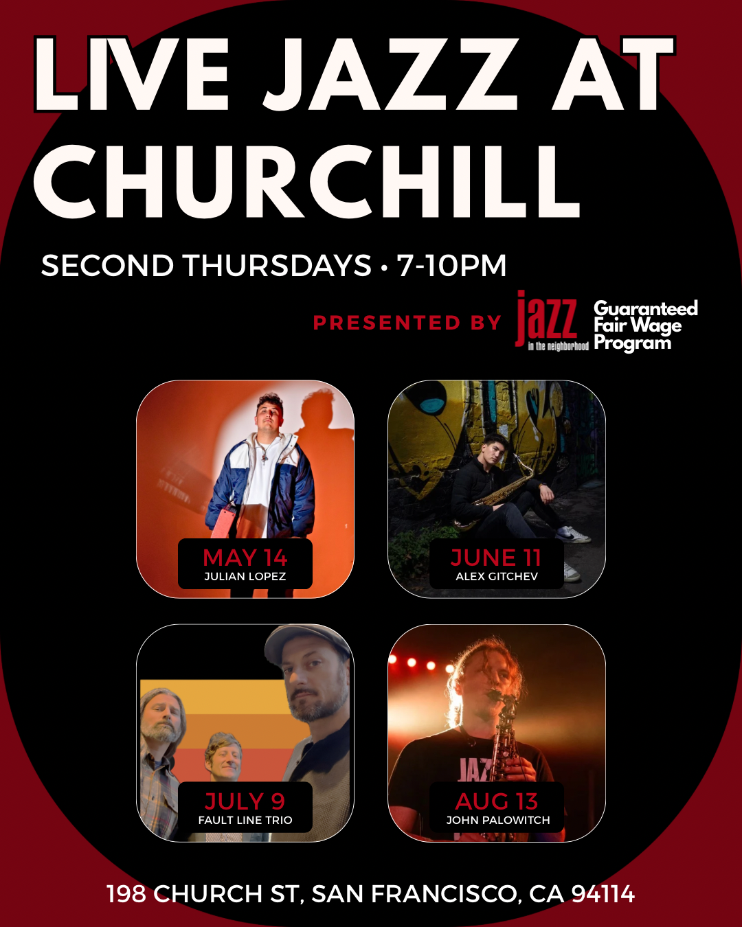 Live Jazz at Churchill — Every Second Thursday