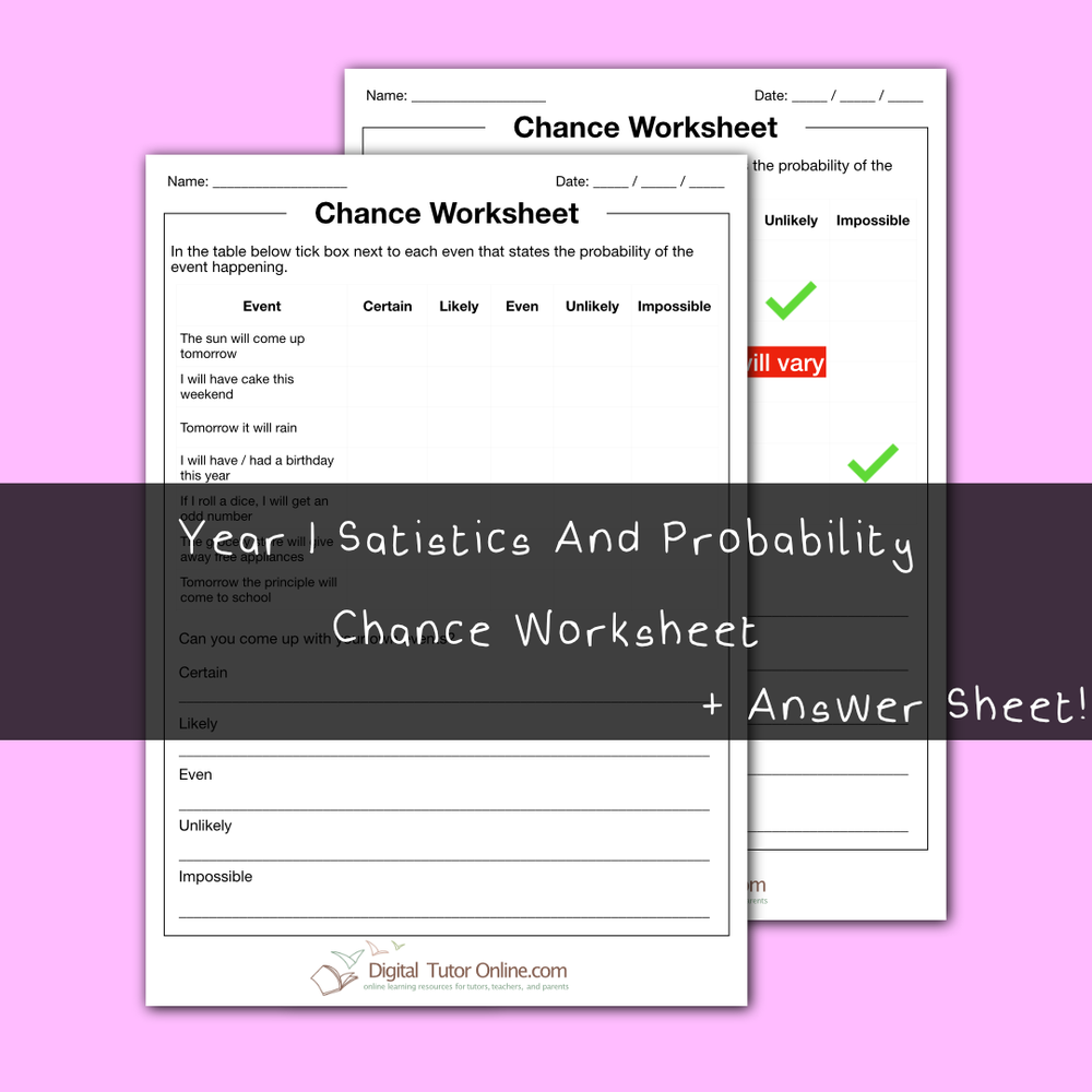 chance worksheet year 1 digital tutor online