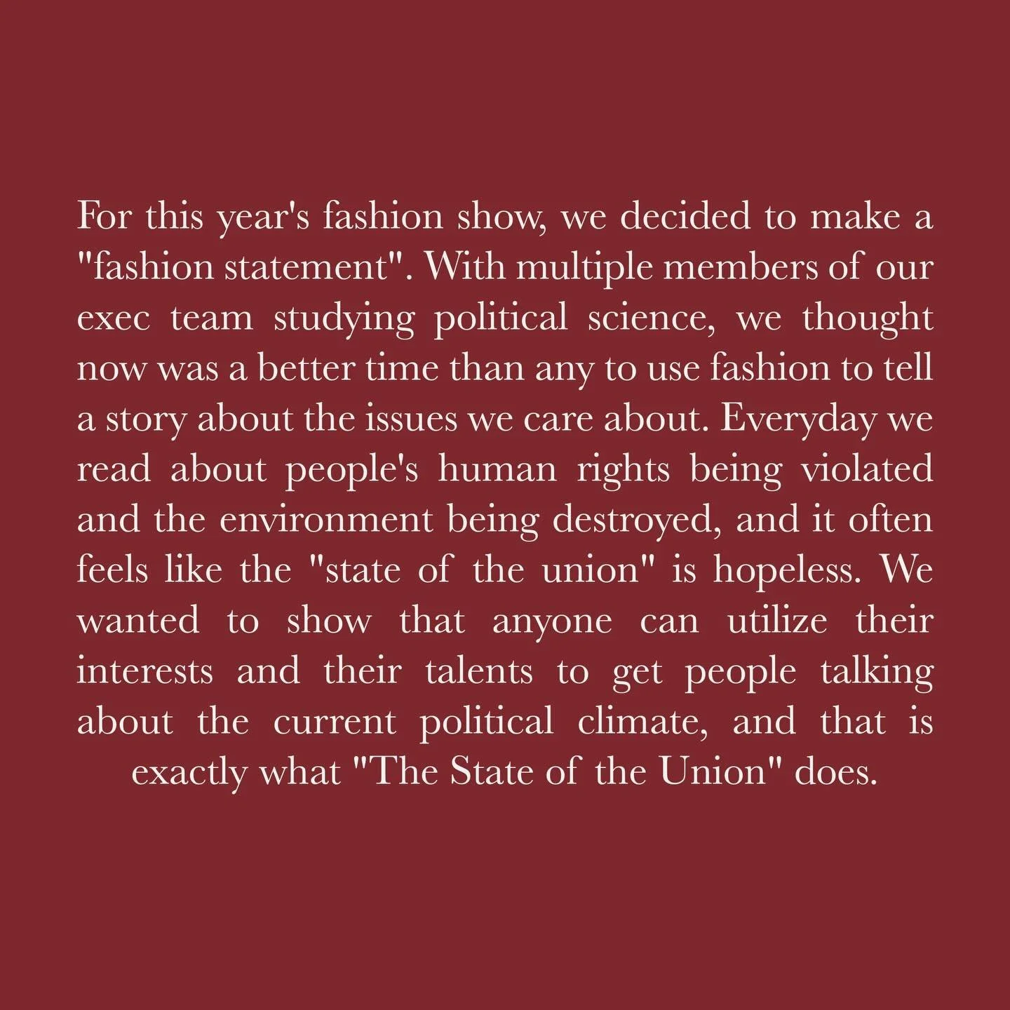 A message from our design team and the inspiration behind &ldquo;The State of the Union&rdquo; 🤍