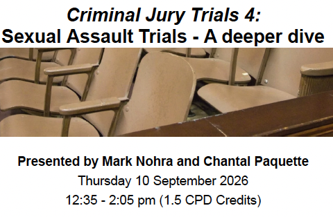 Image from promotional email for Criminal Jury Trials 4: Sexual Assault trials - a deeper dive