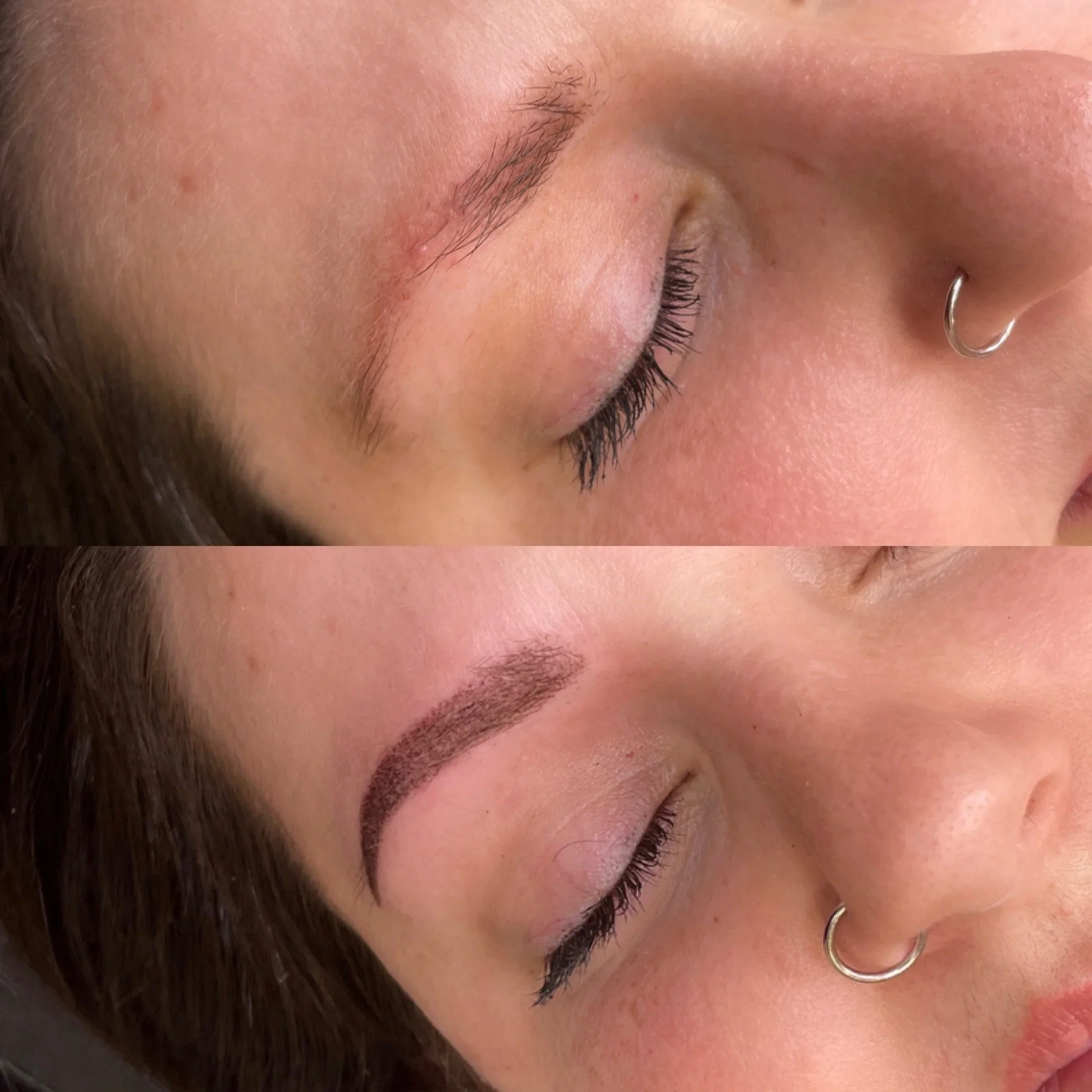 Before and after powder ombre brows