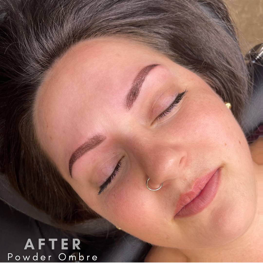 After powder ombre brow correction