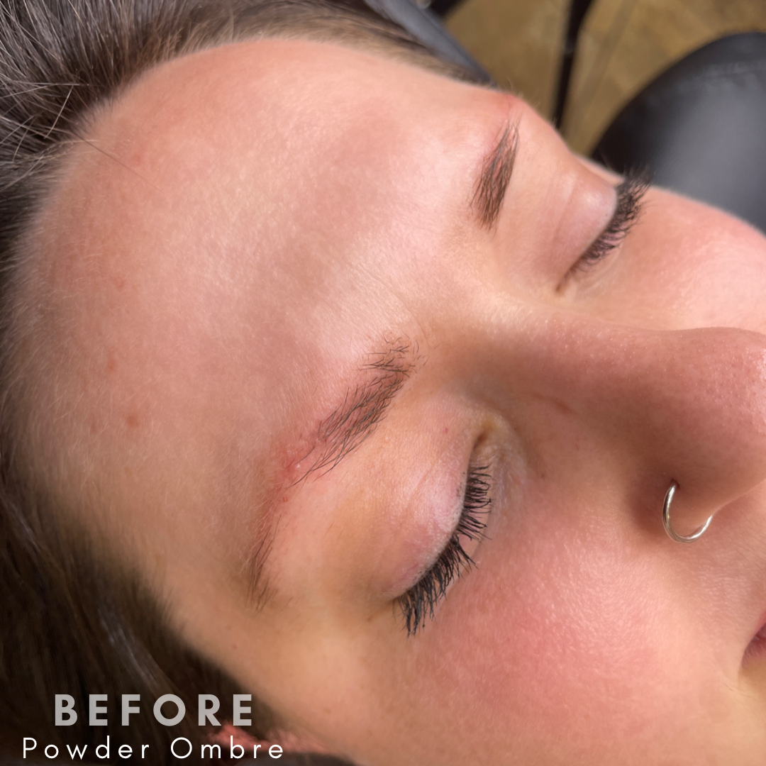 Before powder ombre brow correction