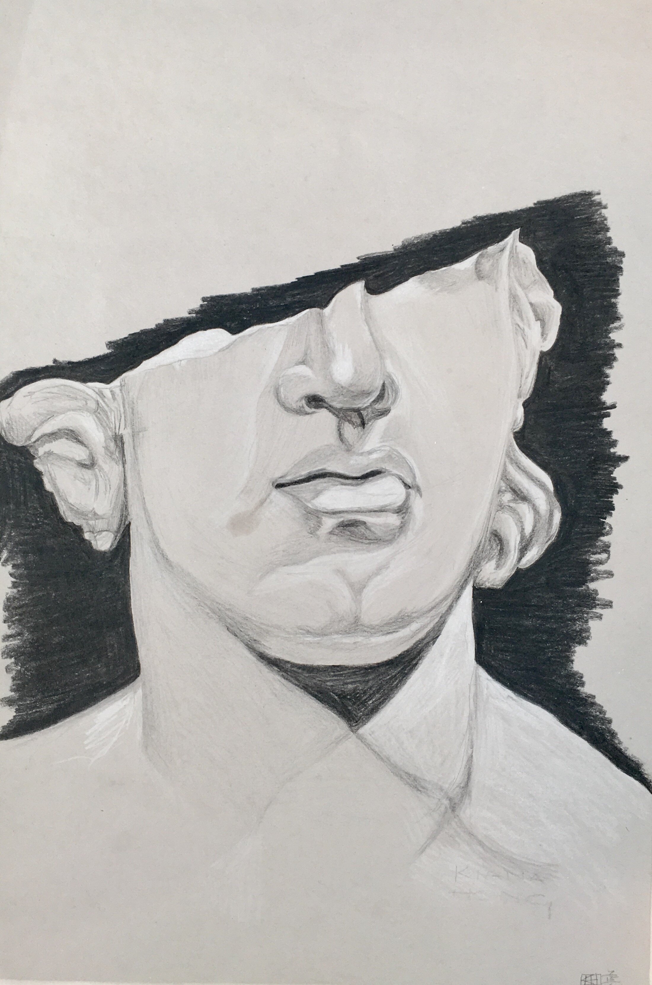 Broken Bust. graphite & colored pencil.
