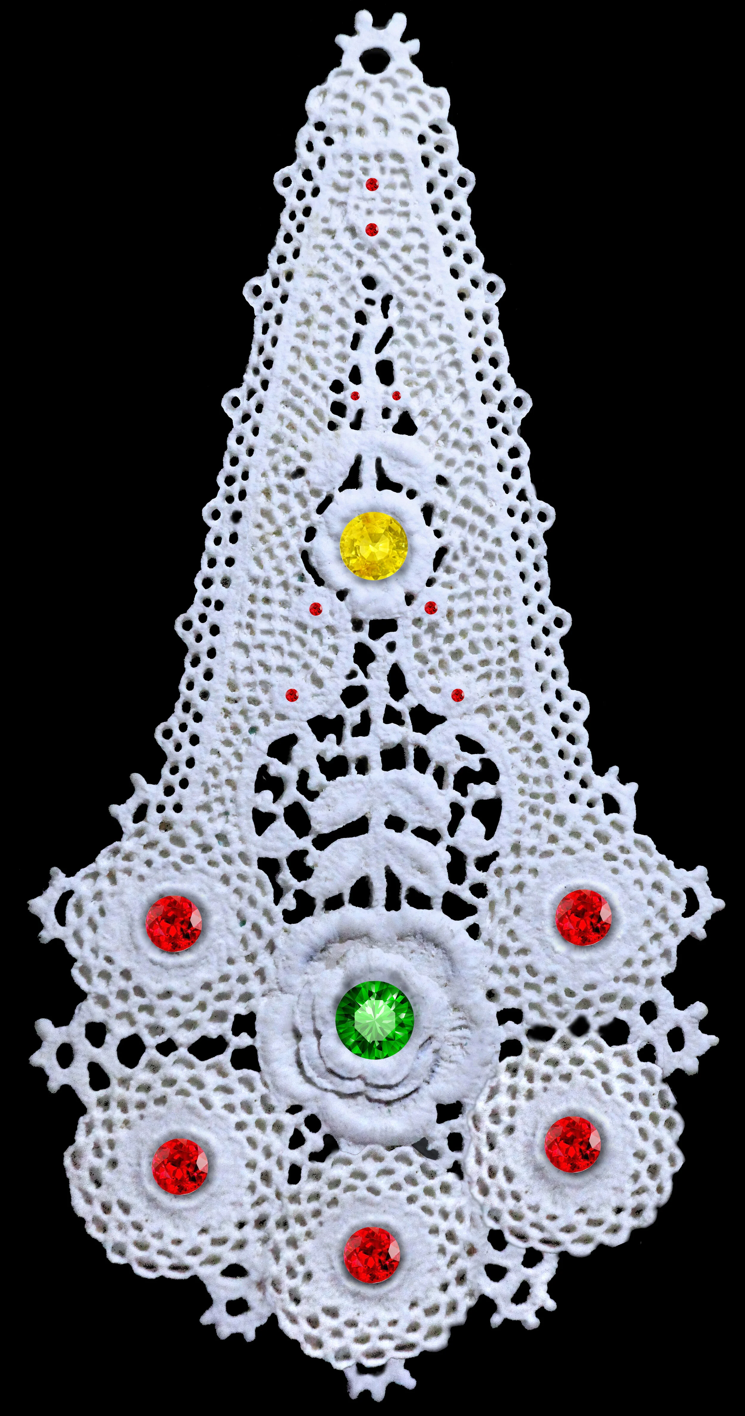 CHRISTMAS ORNAMENT  
Wafer-Thin Reticulated Porcelain  
Lace With Swarovski Jewels
(6" Tall) 