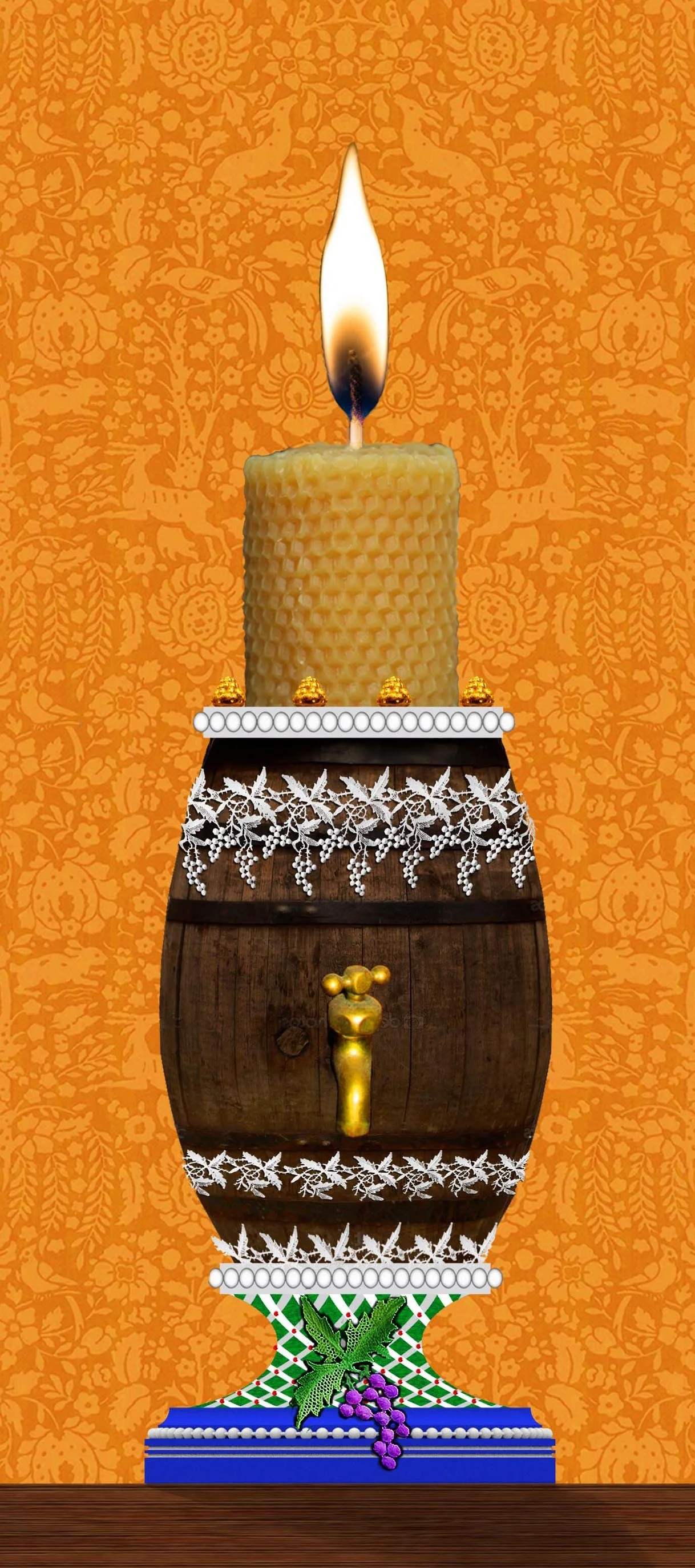 WINE BARREL CANDLE STAND   MASTER DESIGN  Candle LEFTa.JPG