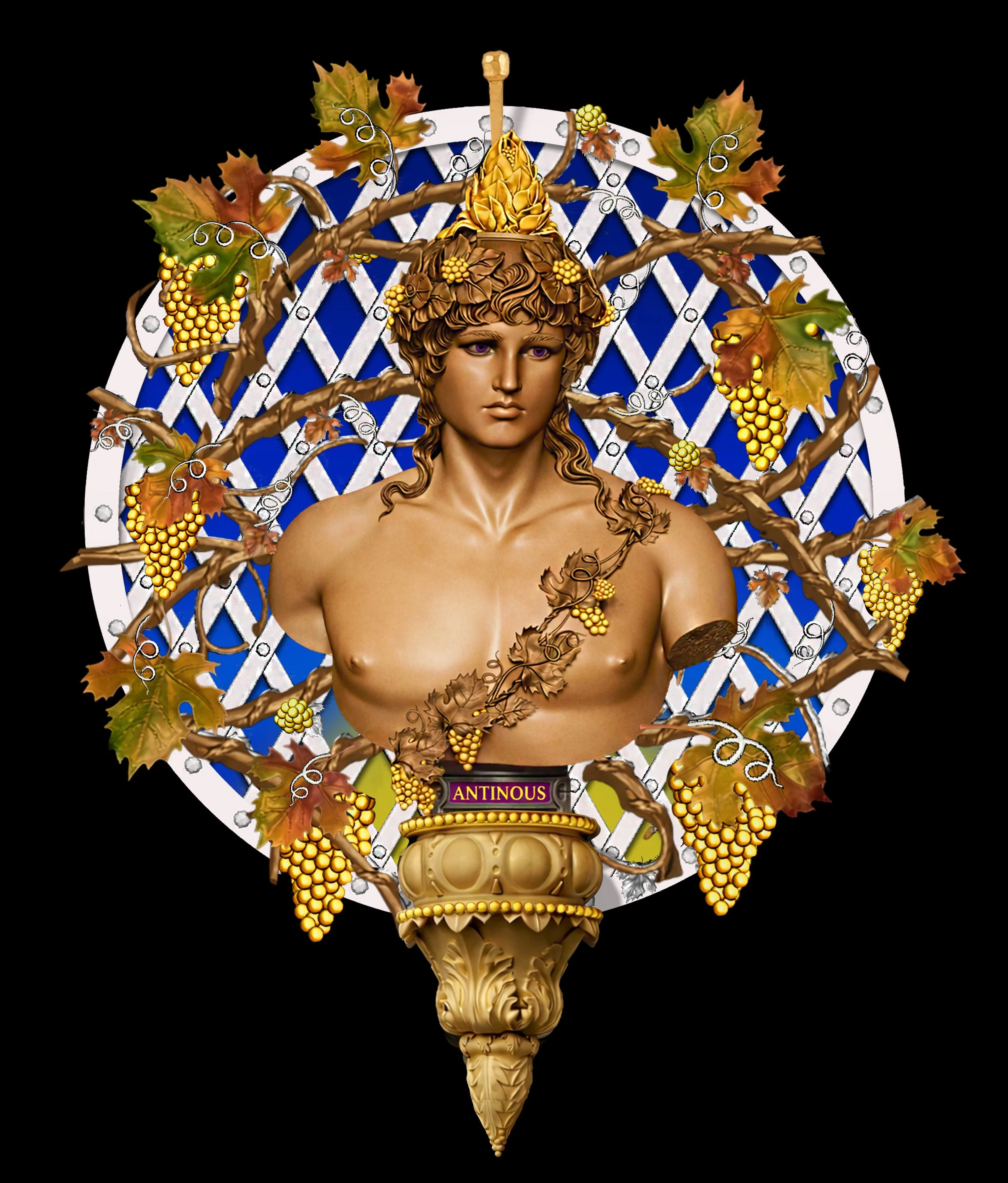 !      ANTINOUS CIRCULAR TRELLIS WALL HANGING BLAK BAK HERO.JPG