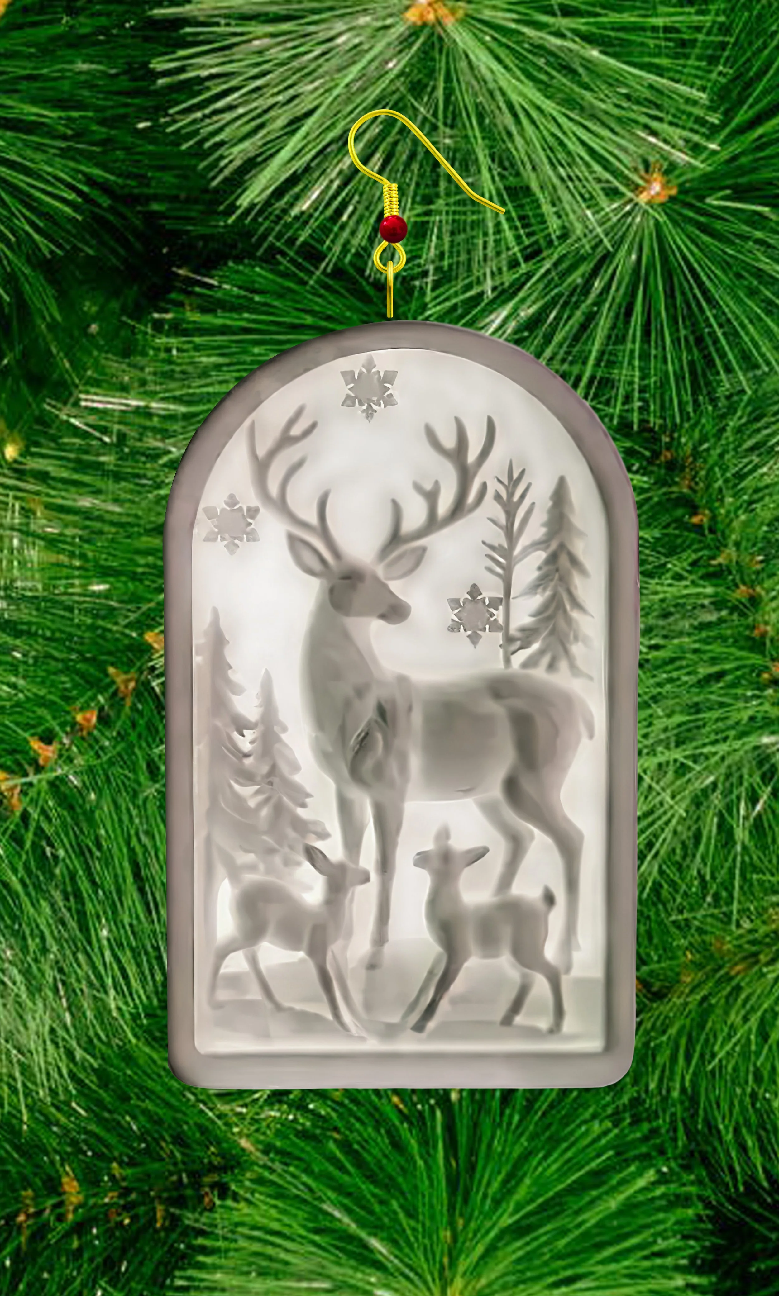 Christmas Ornament  REINDEER IN 3D DIMENSIONS w- FAUNS.JPG