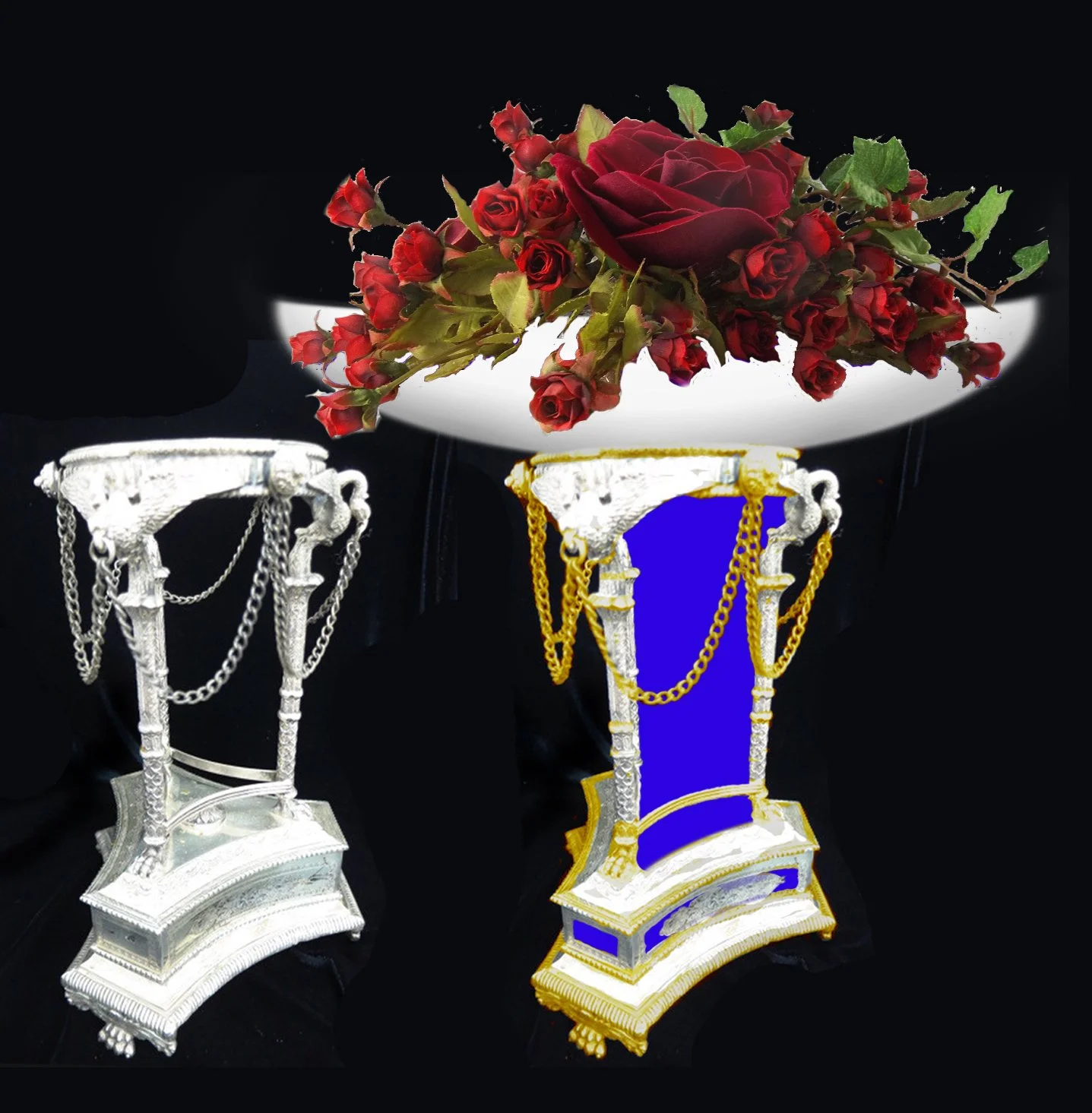 Gilded Jasperware Porcelain Vase Stand