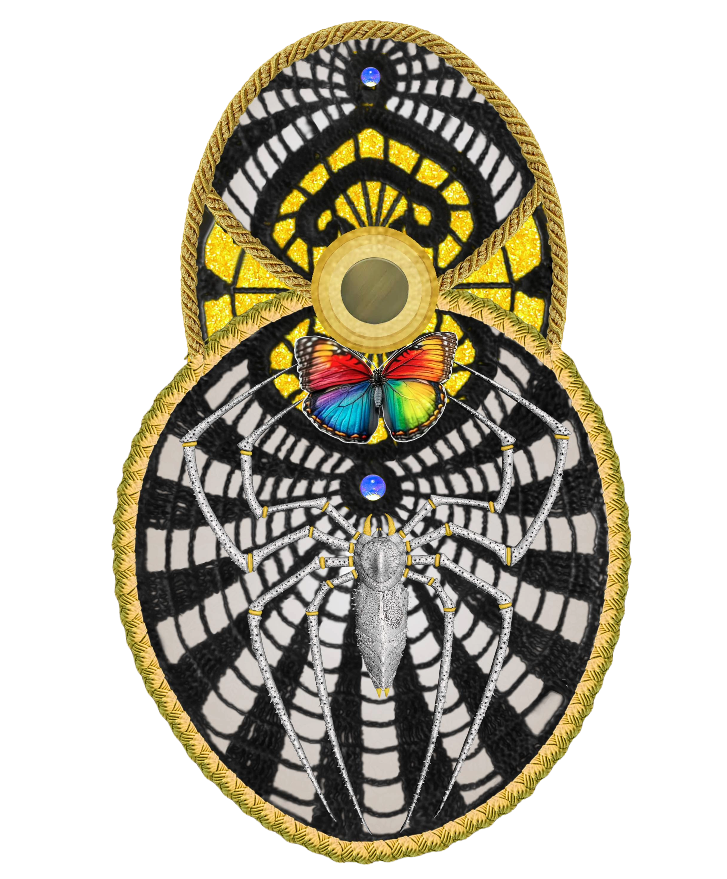 SHELL LACE SCONCE w- SPIDER, BUTTERFLY and CLOISONNE Center copy.PNG