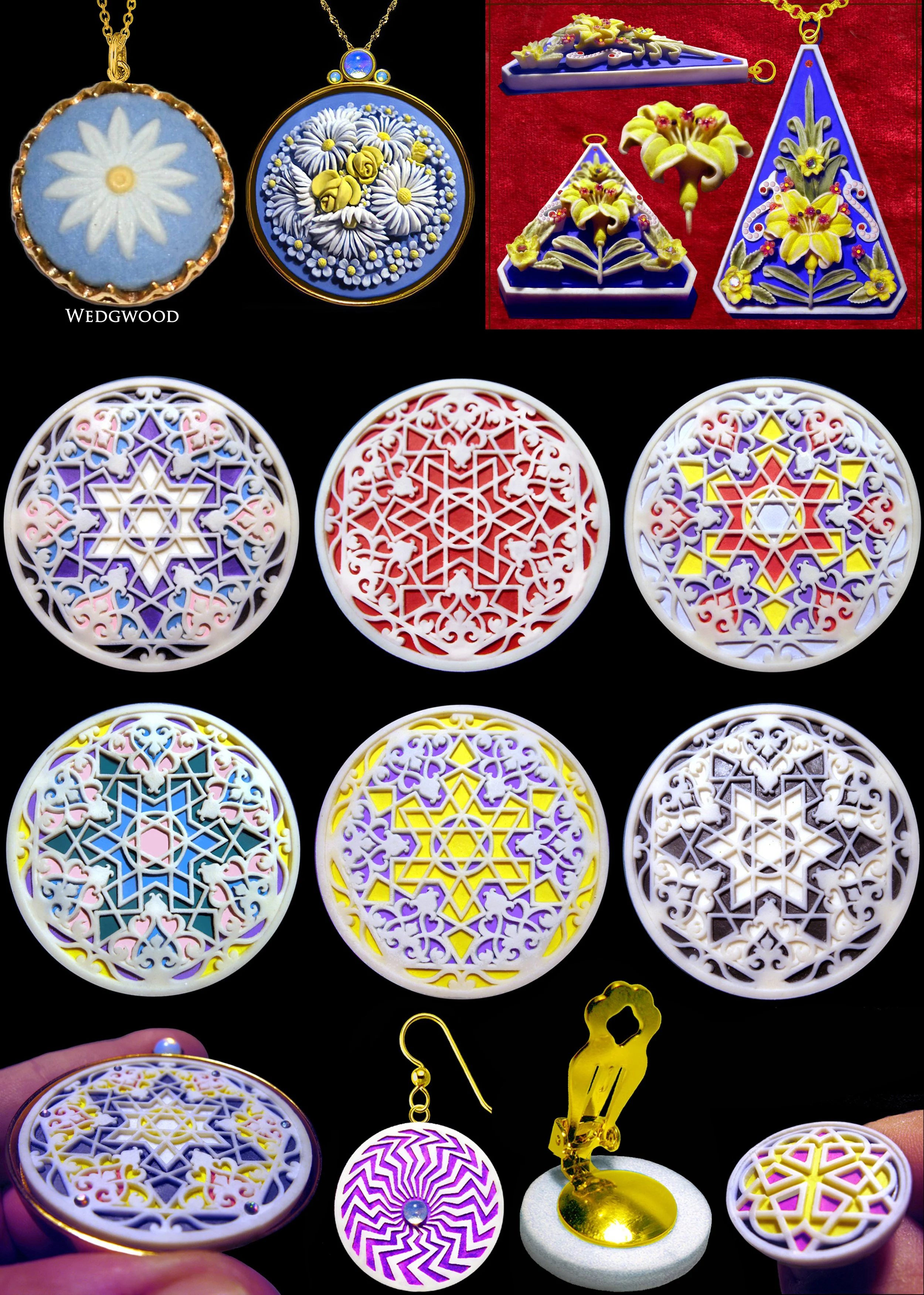 Selection Of JEWELRY PENDANTS And EARRINGS
All Cast In A One-Piece, Open-Faced Rubber Mold
(¾" To 2.5" Wide)