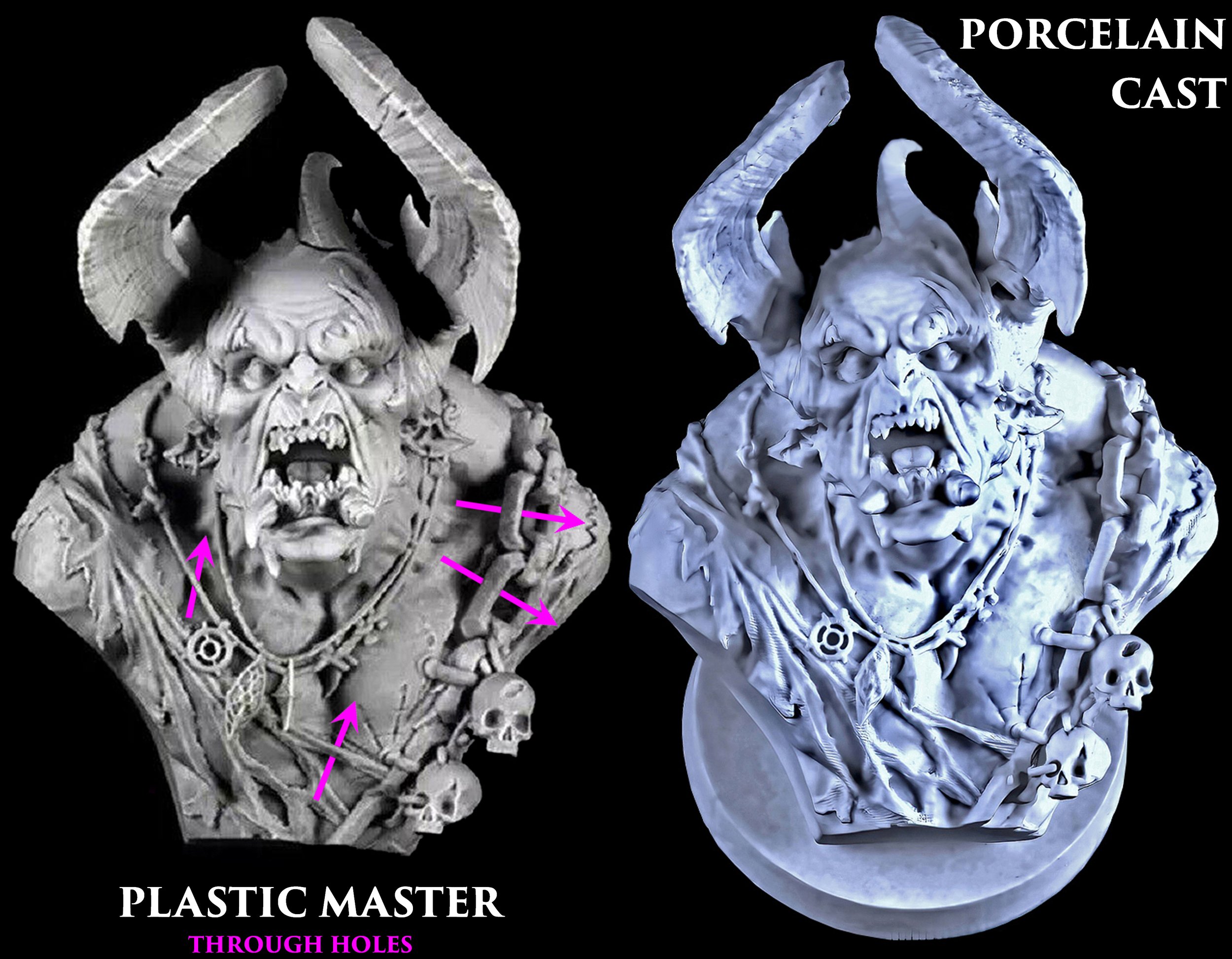 MASTER MODEL and BERSERK MINOTAUR
Cast In A Two-Piece Rubber Mold
(3.5" Plastic and 3" Porcelain)