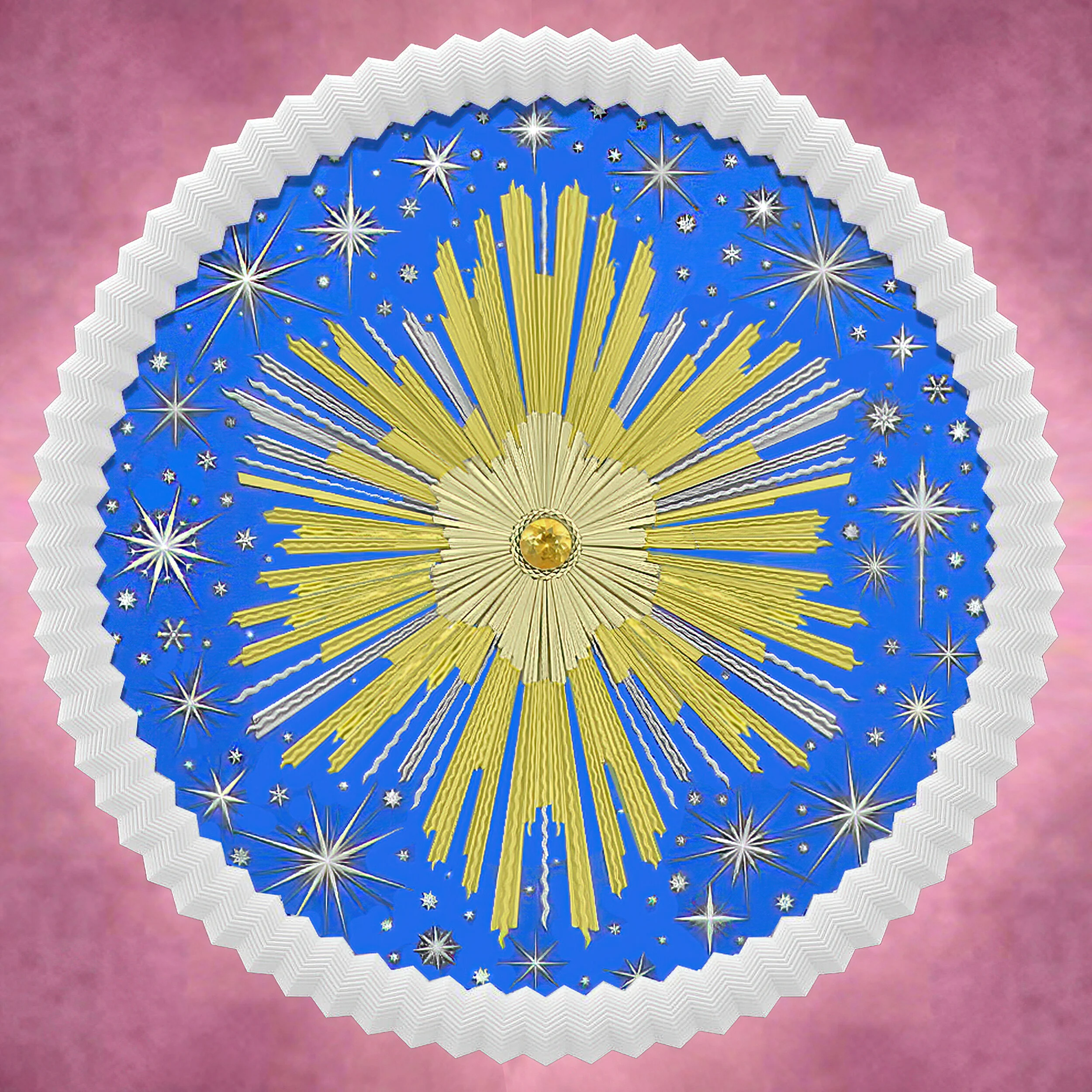 SUN BURST  
 For Jasperware Porcelain,  
24K Gold And A Citrine Gem
(For 6" Diameter)