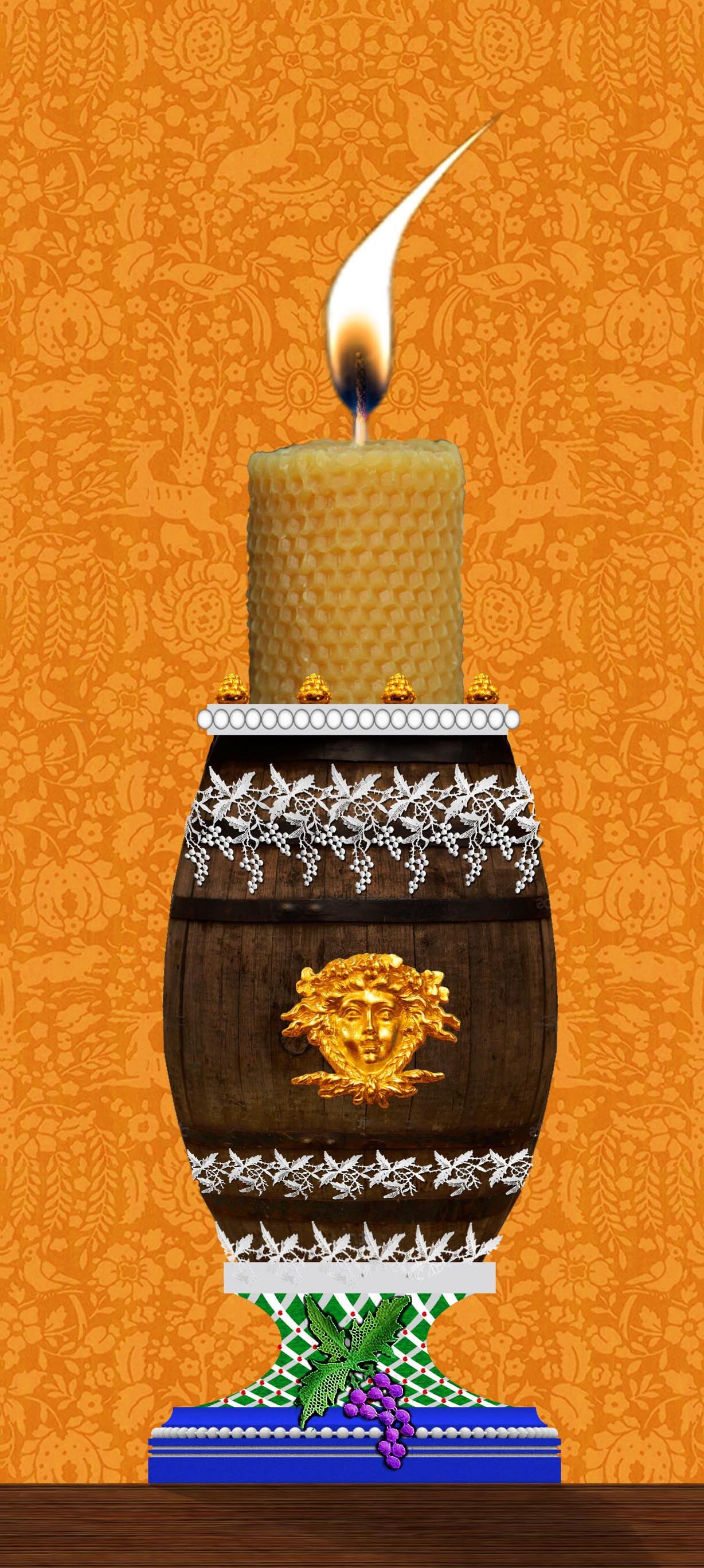 WINE BARREL CANDLE STAND   MASTER DESIGN  Candle RIGHTa.JPG