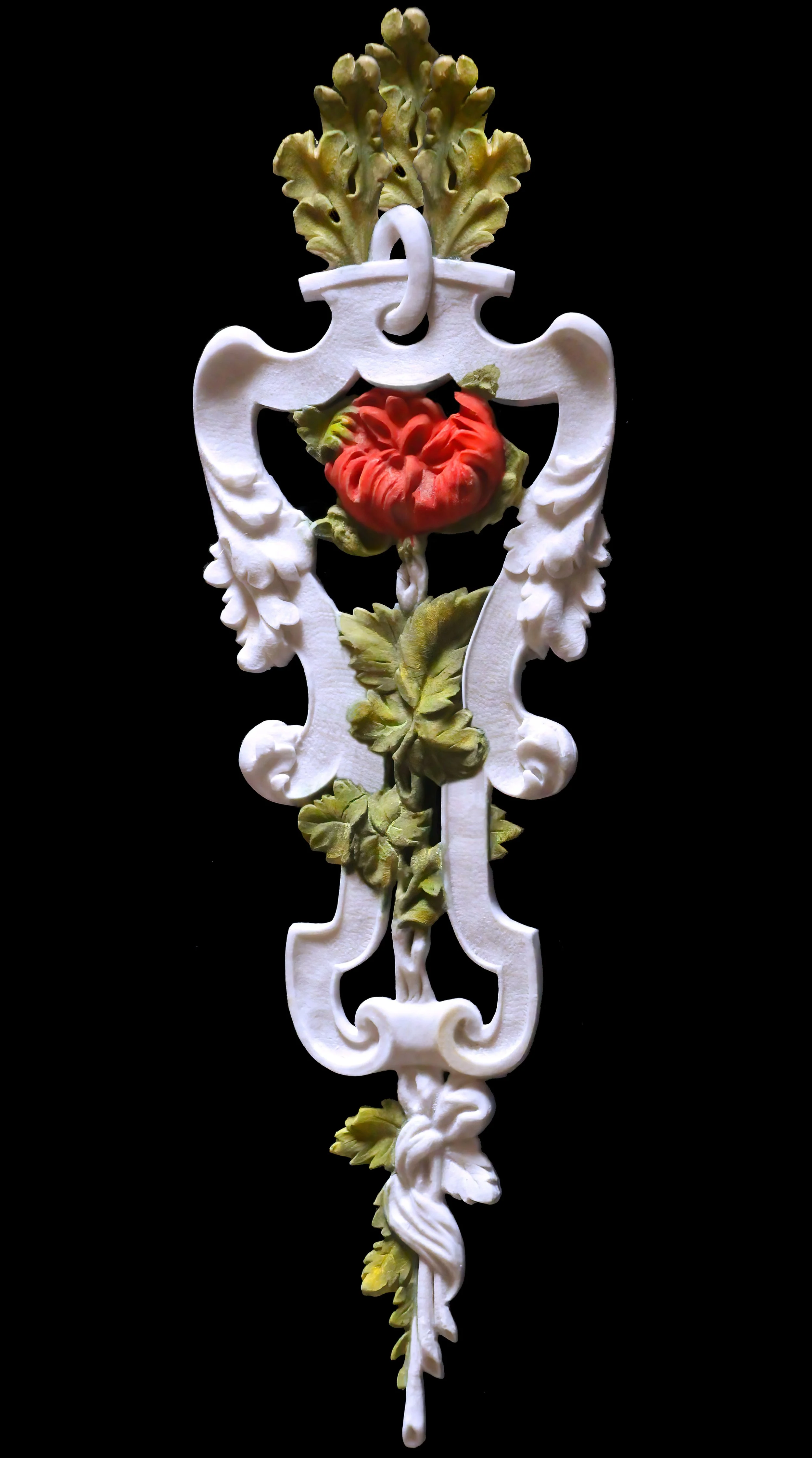 CHRISTMAS ORNAMENT 
 Reticulated Hand-Tinted Porcelain
(7" Tall)