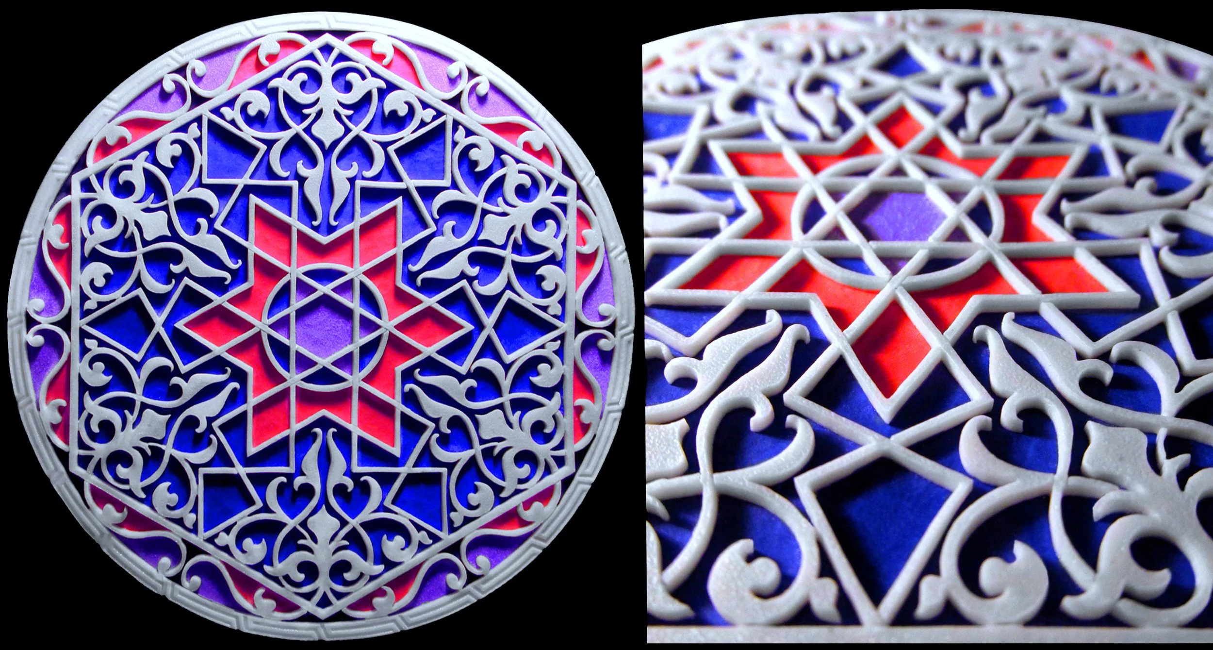 Classic ISLAMIC DESIGN Coaster
Cast In A One-Piece, Open-Faced Rubber Mold
Jasperware Porcelain
(5" Diameter)