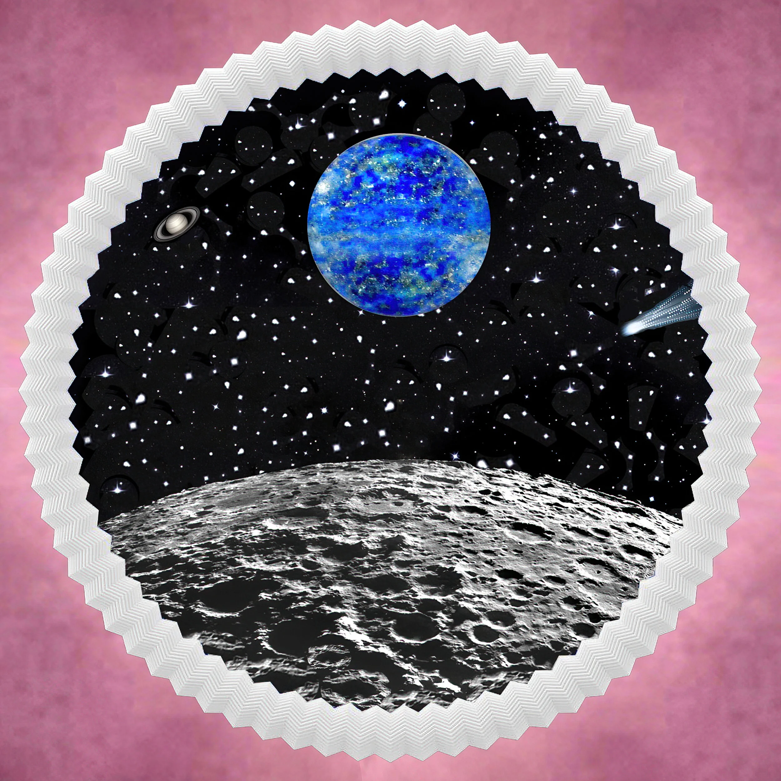 EARTH RISE  
For Jasperware Porcelain With Planet Earth 
Made Of Slightly Elliptical Lapis Lazuli Stone
(For 6" Diameter)