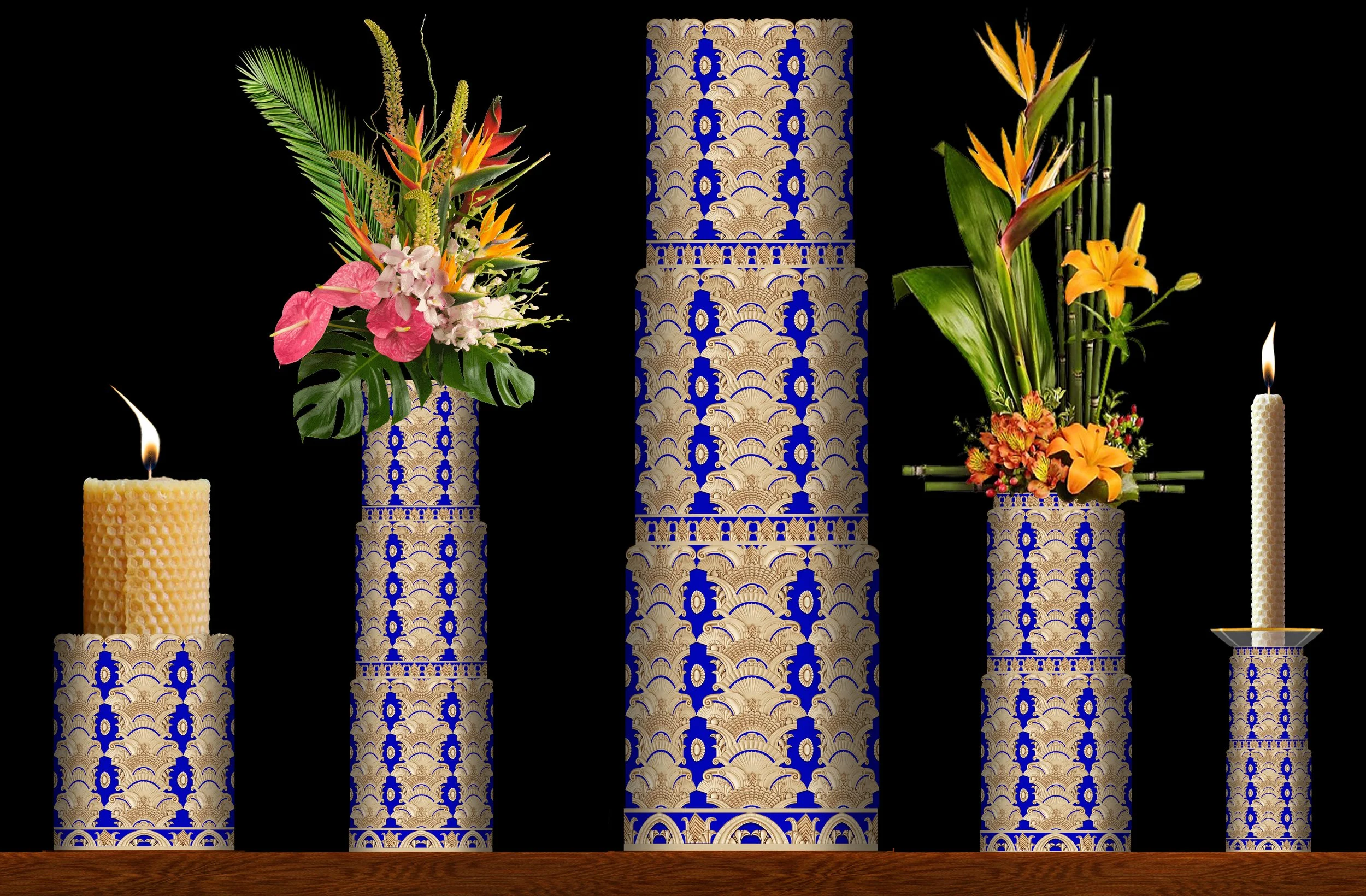 ART DECO DESIGN As VASES And CANDLESTICKS
For Jasperware Porcelain