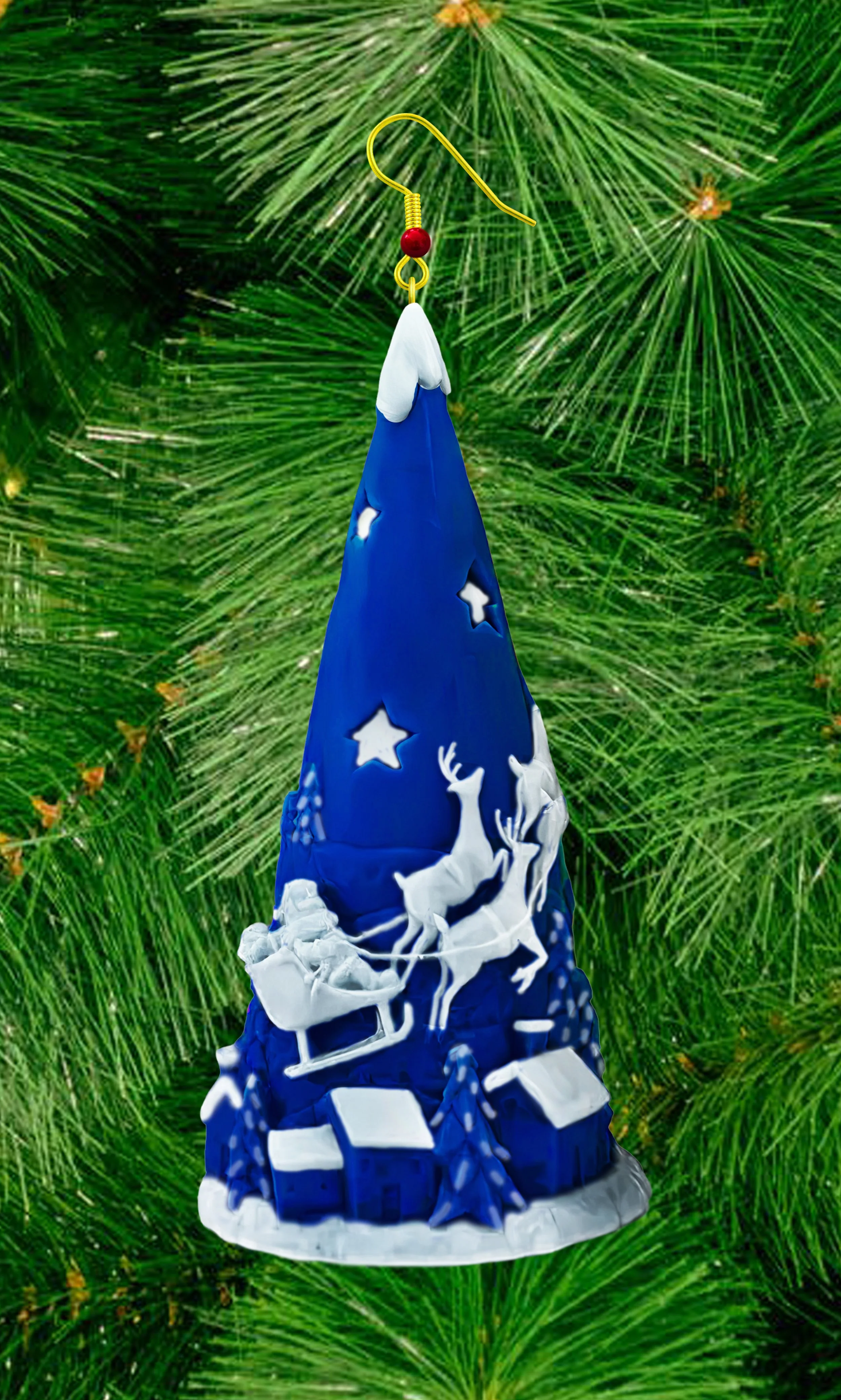 Christmas Ornament  CONE   SANTA AND REINDEERS.JPG