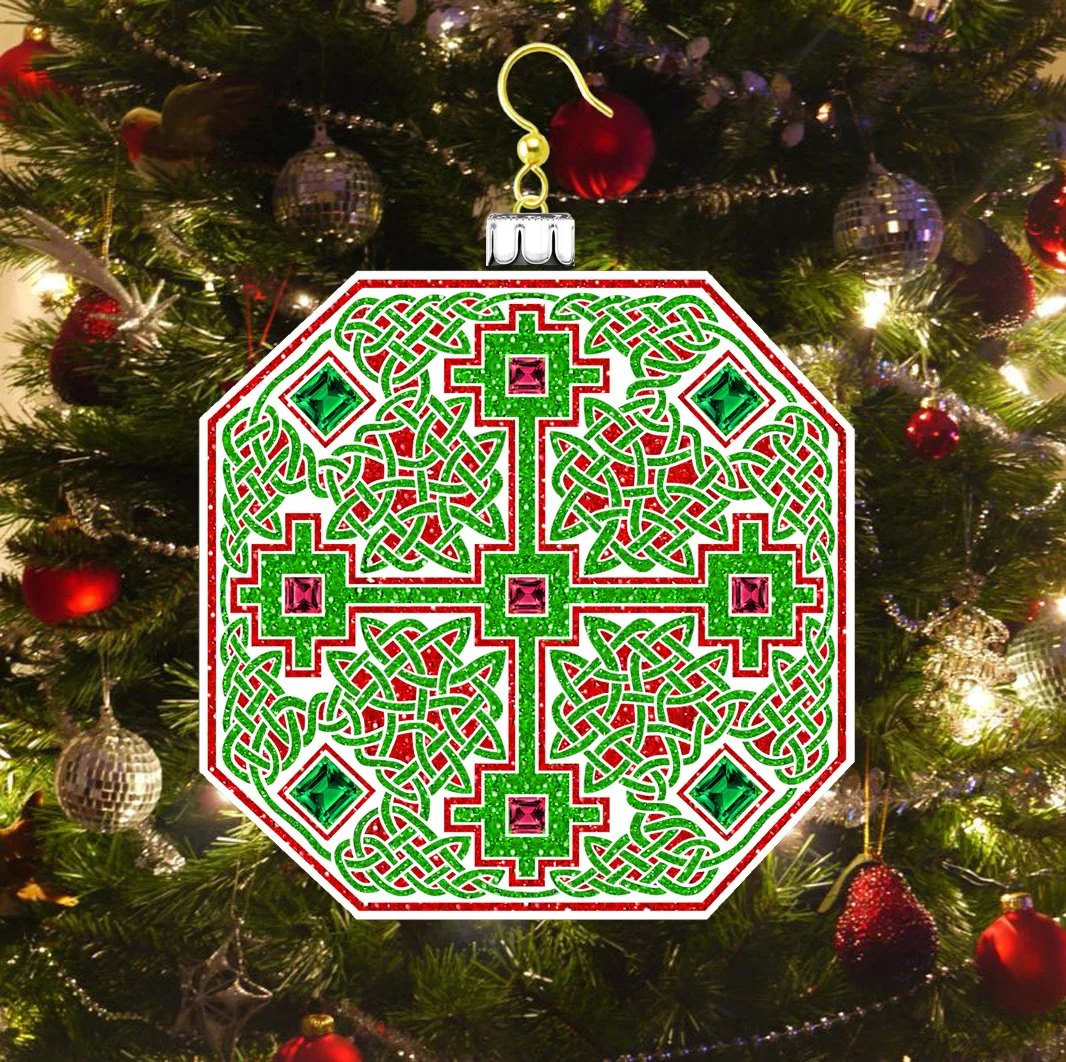 CELTIC CROSS Christmas Ornament 2 in Tree alt JPG.jpg