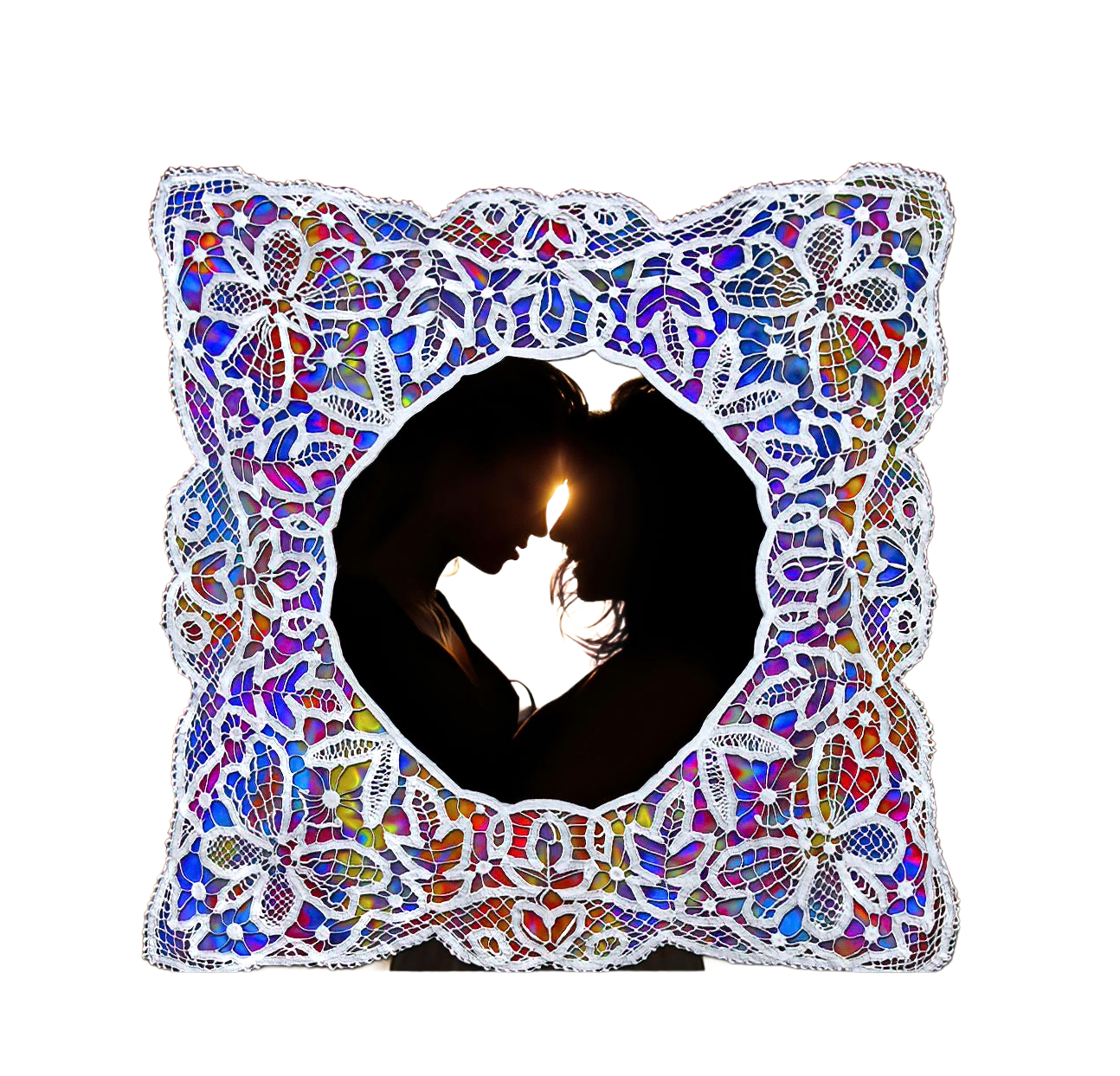 Jasperware Lace Handkerchief Frame Women BUTTERFLIES.PNG