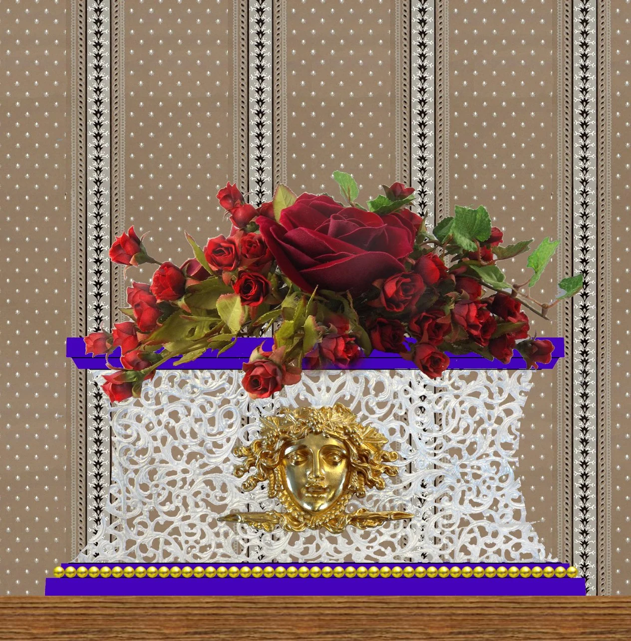 Gilded Jasperware Reticulated Porcelain Vase
