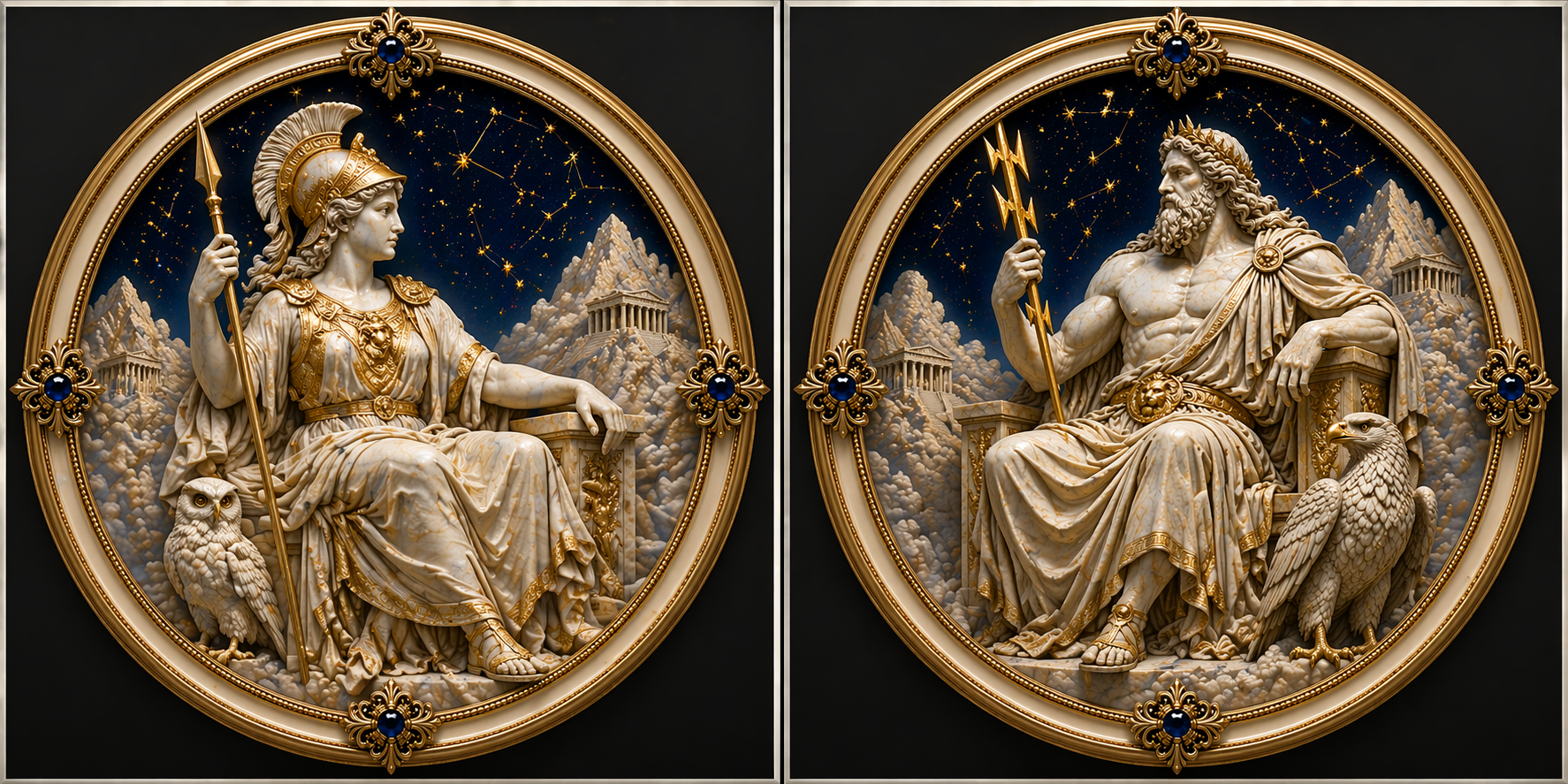 ATHENA ~ THE WISDOM OF WAR
ZEUS ~ MASTER OF THE HEAVENS