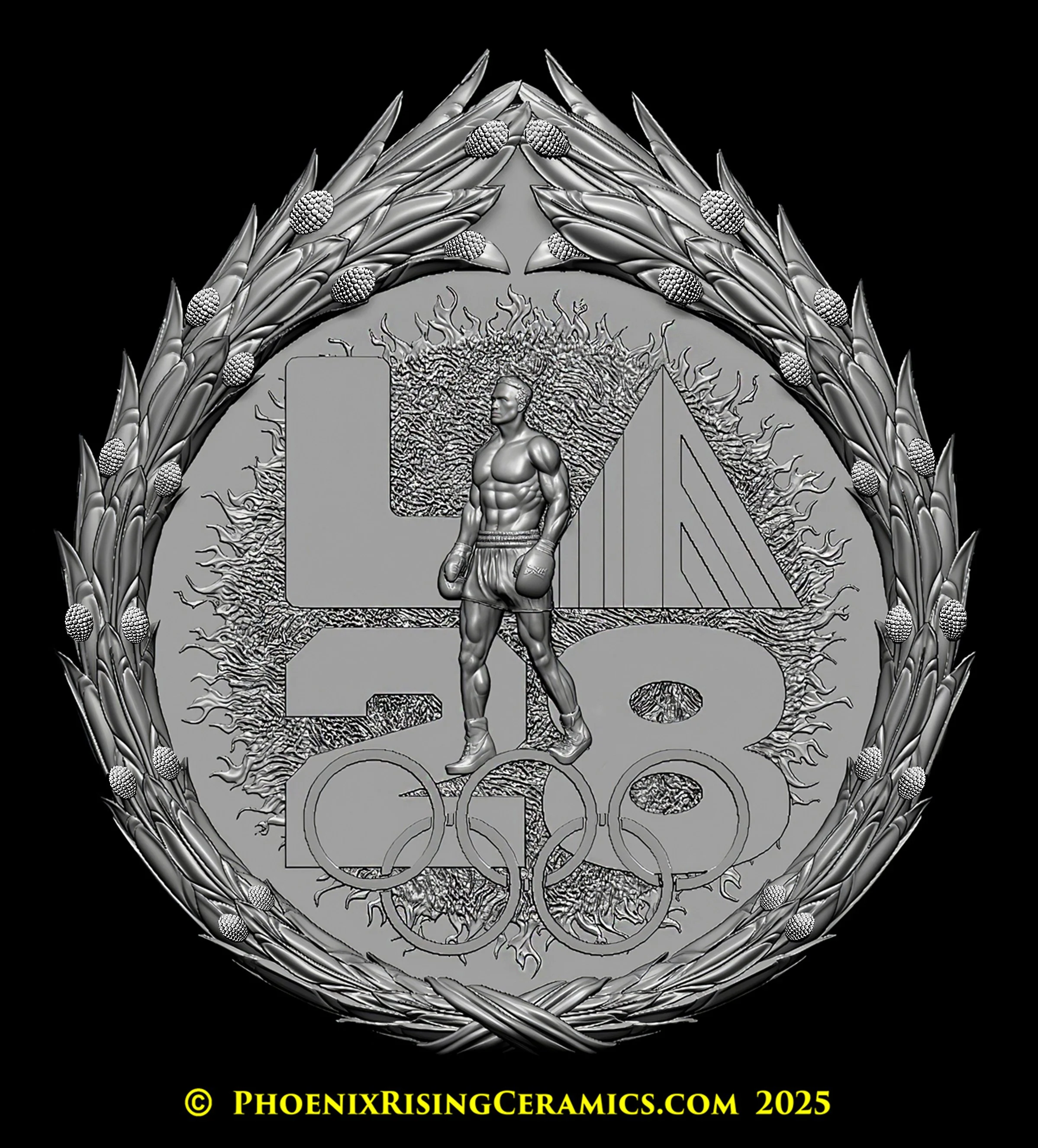 3D Computer Modelled Designs For The LA28 OLYMPICS
Metal GOLD, SILVER & BRONZE Award Medals
Can Also Be Cast In Gilded Jasperware Porcelain
And Marketed As Commemorative Collectibles
Helping To Finance The LA28 OLYMPICS