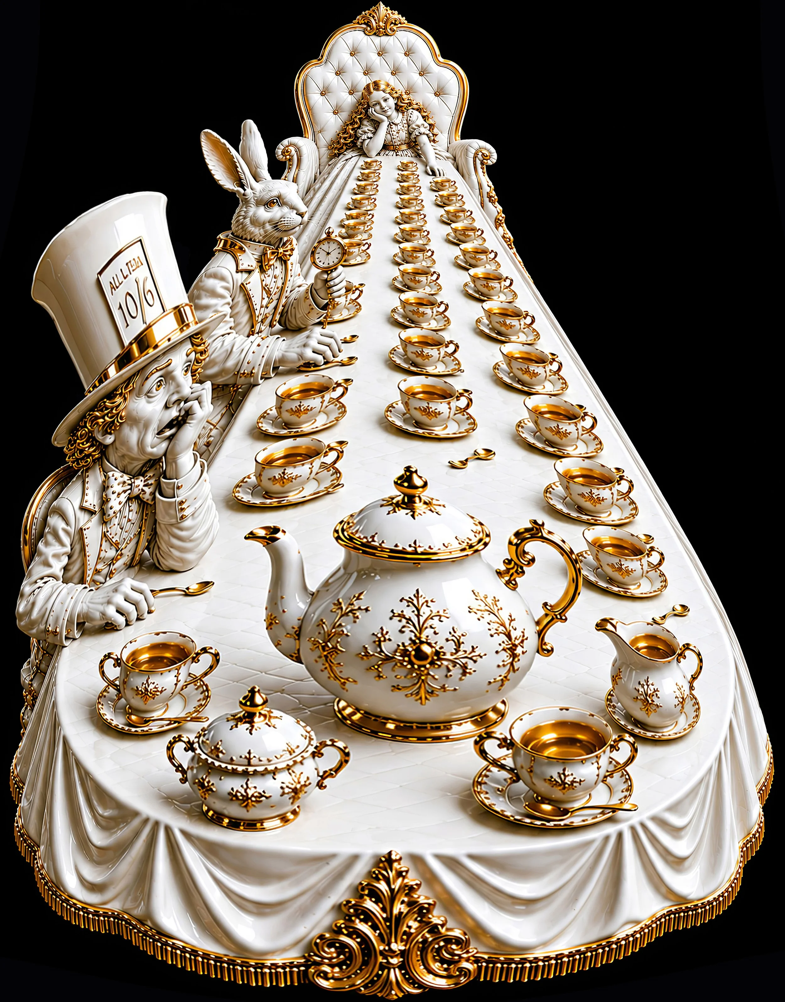 'The Grand Tea That Never Was'
A sculptural porcelain relief using forced foreshortening 
to create the illusion of extraordinary depth
within a shallow low relief form