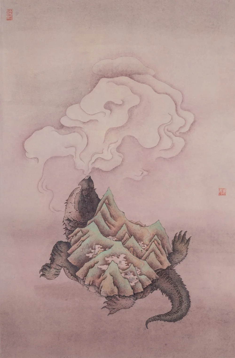 Barbara CHOI Tak-yee 蔡德怡, The Day Spring of Sea Turtle Mountain 鼇山清曉圖, 2016, Ink and color on paper, 69.5 x 45.7 cm