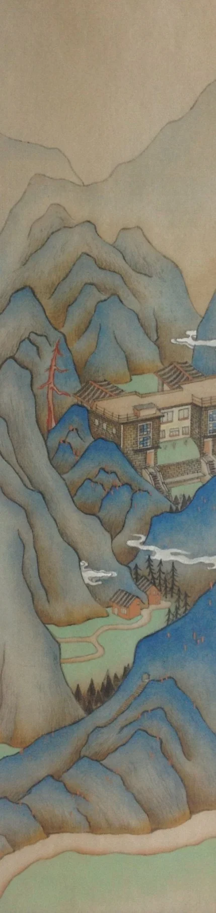 Barbara CHOI Tak-yee 蔡德怡, Castle in Memory 回憶的堡壘, 2012, Ink and color on silk, 30.3 x 8 cm
