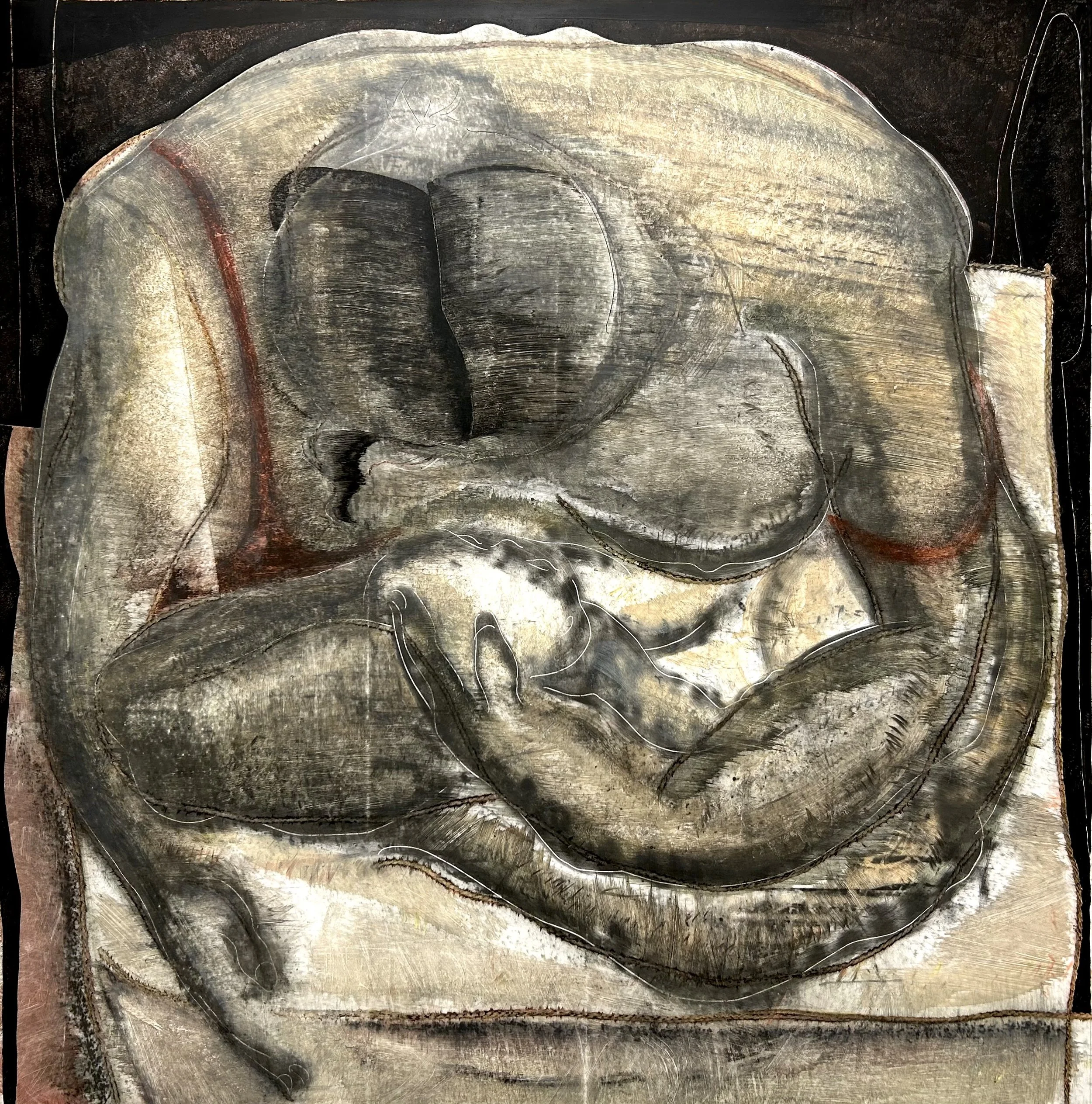 XIE Chengxuan, 謝承軒, %22Mother and son%22, Paper, 64 x 62.5 cm.jpeg