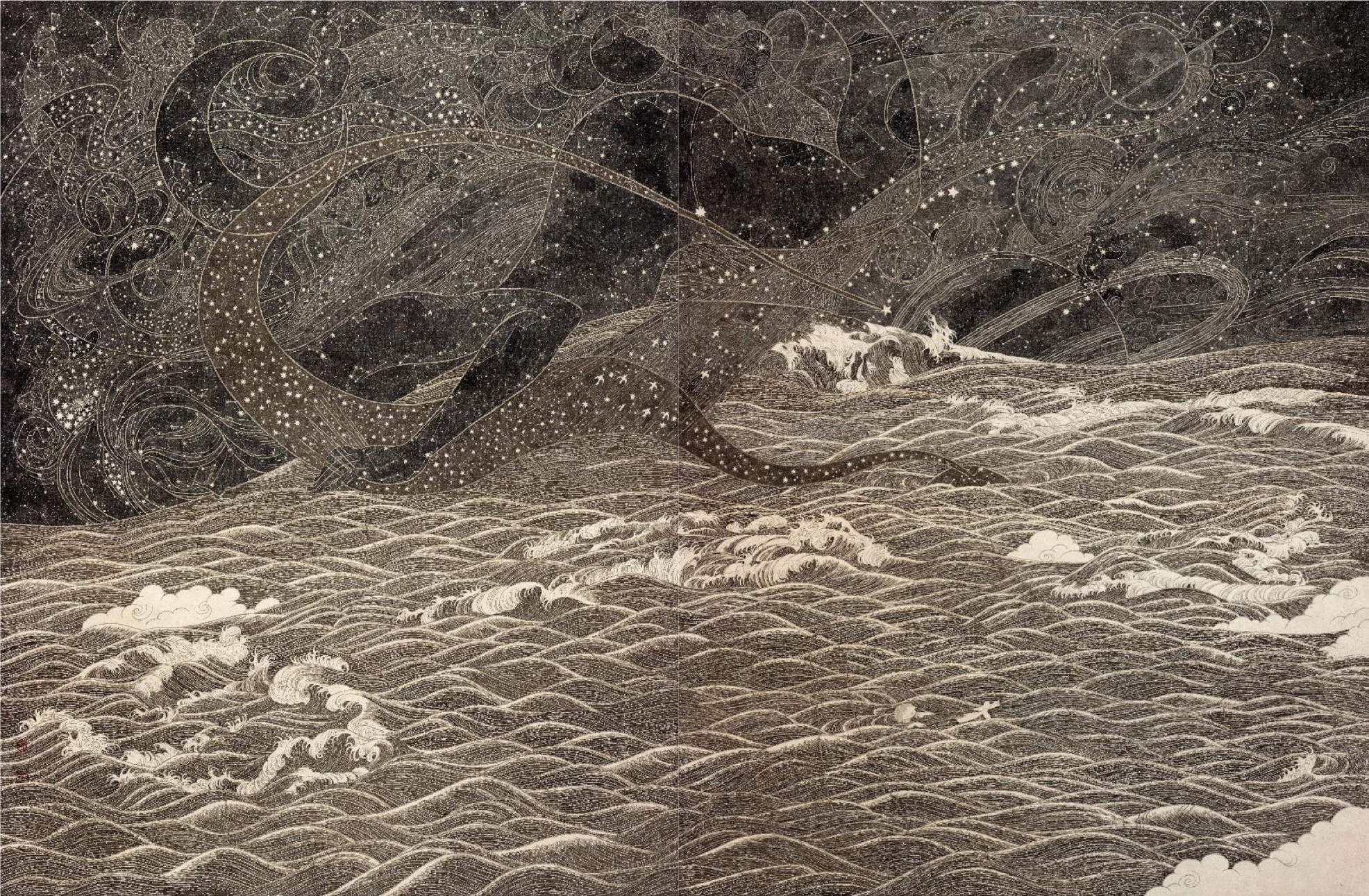 Galaxy, 2019, Ink on paper, 122 x 186 cm