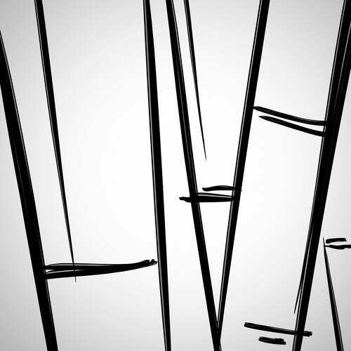 Close-up illustration of bamboo stalks with horizontal lines and a gray background.