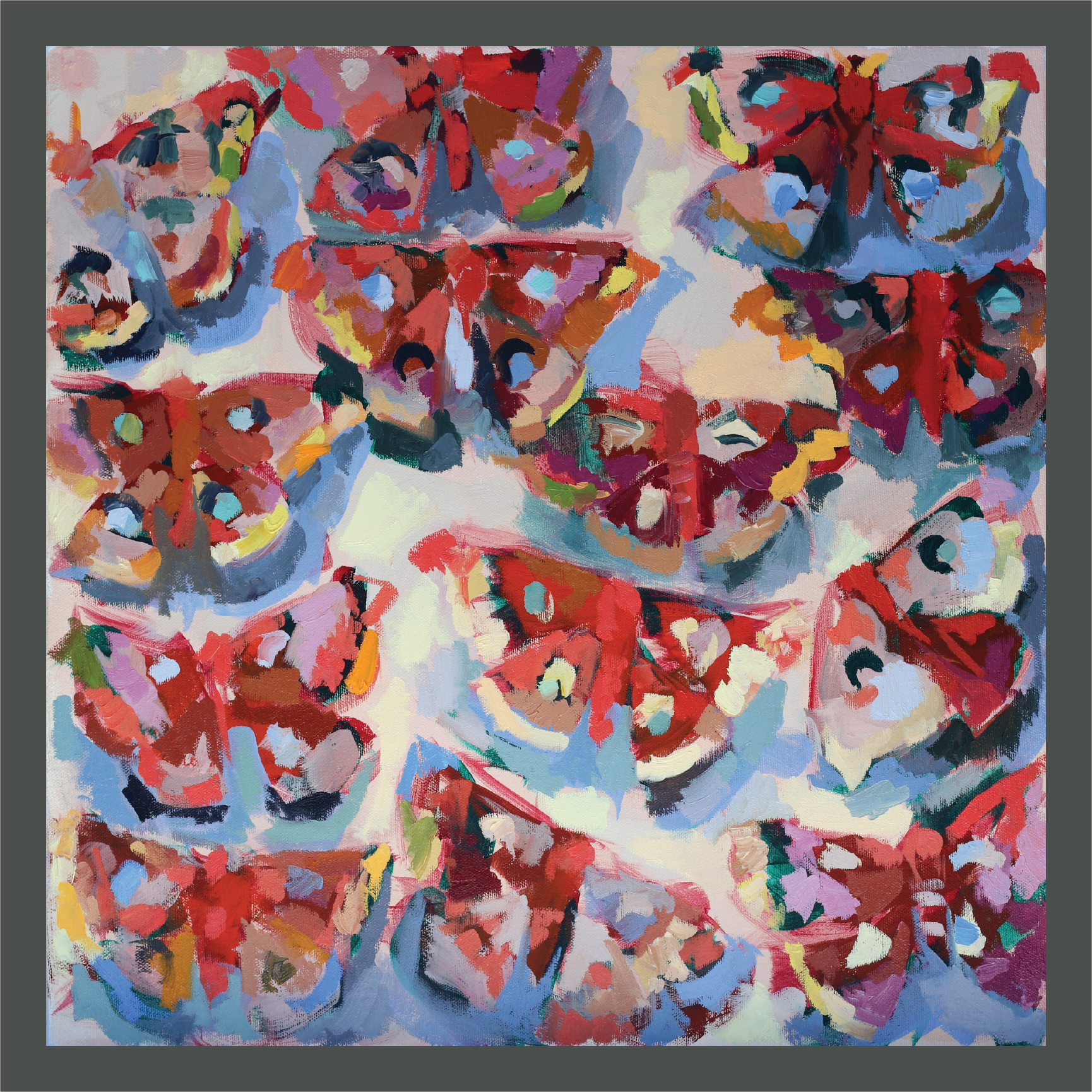 Moth in Red | oil | 18"x18"