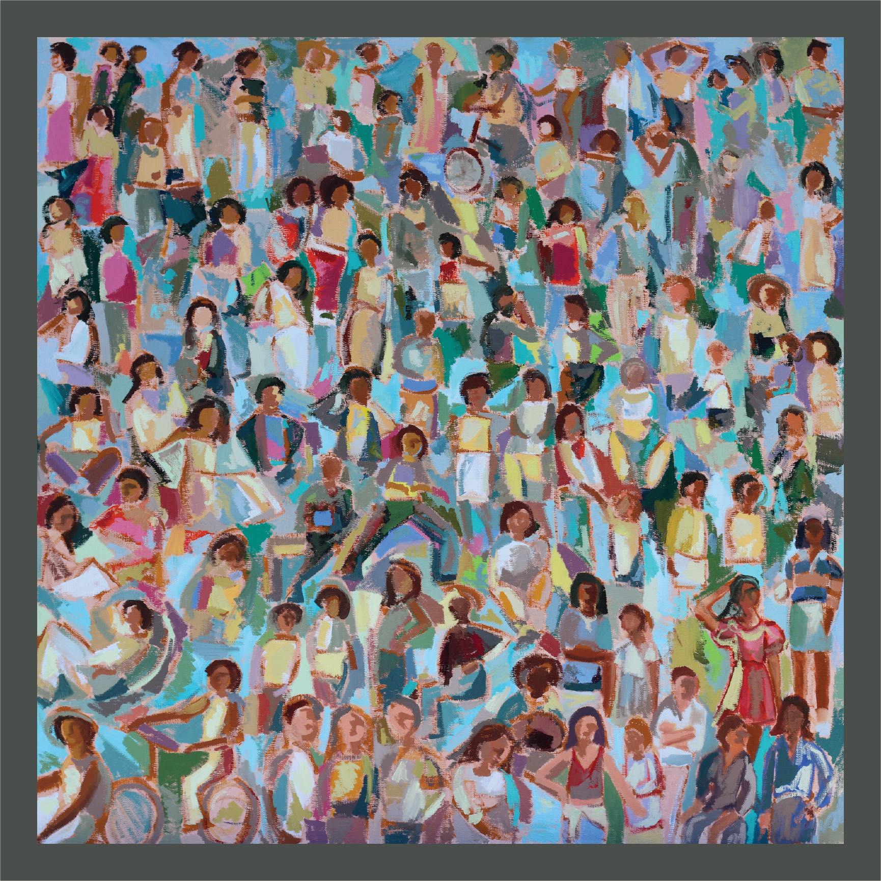 City People | oil | 43x43 *OVERSIZE