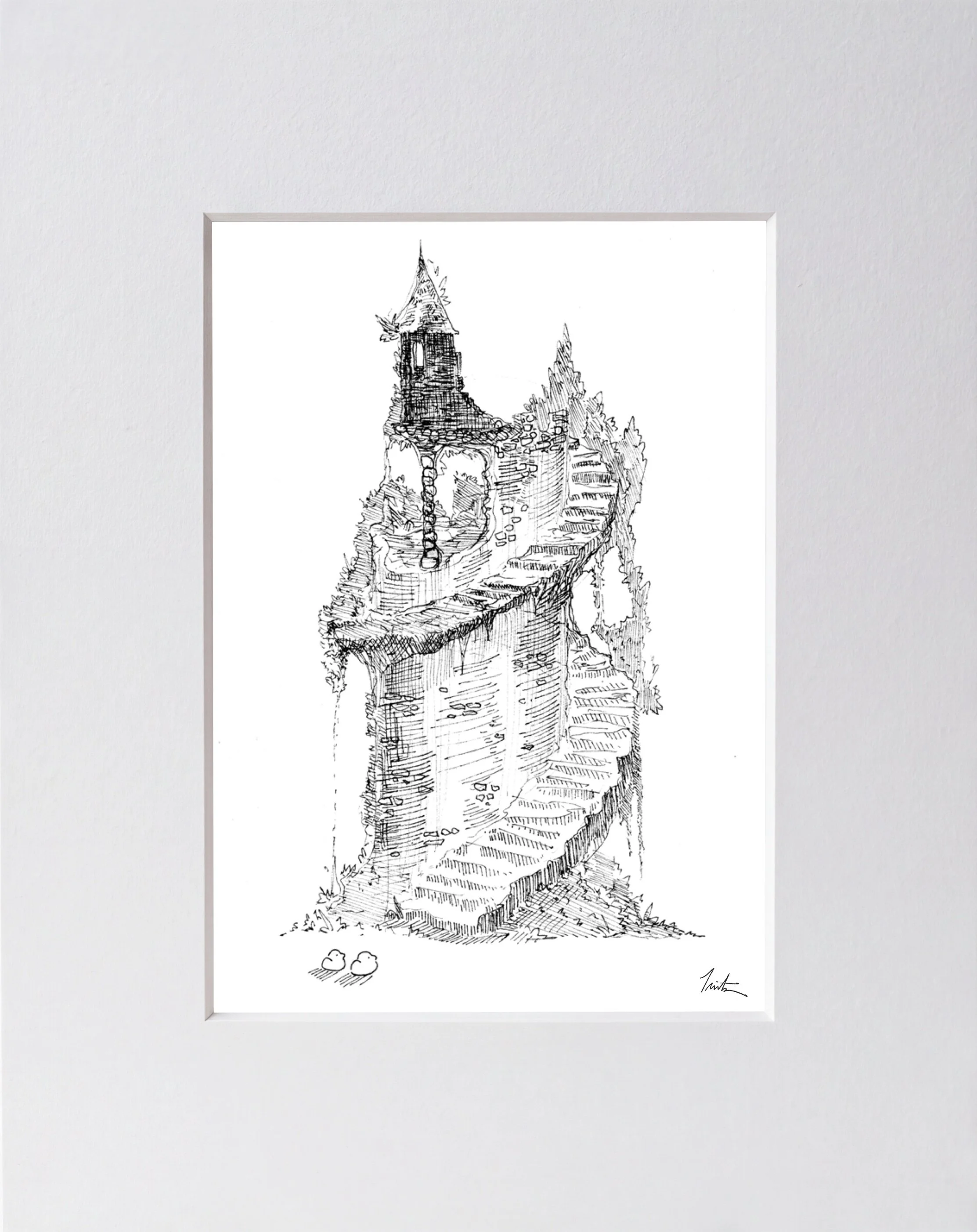 A Light In The Tower, Ink On Paper, 2026