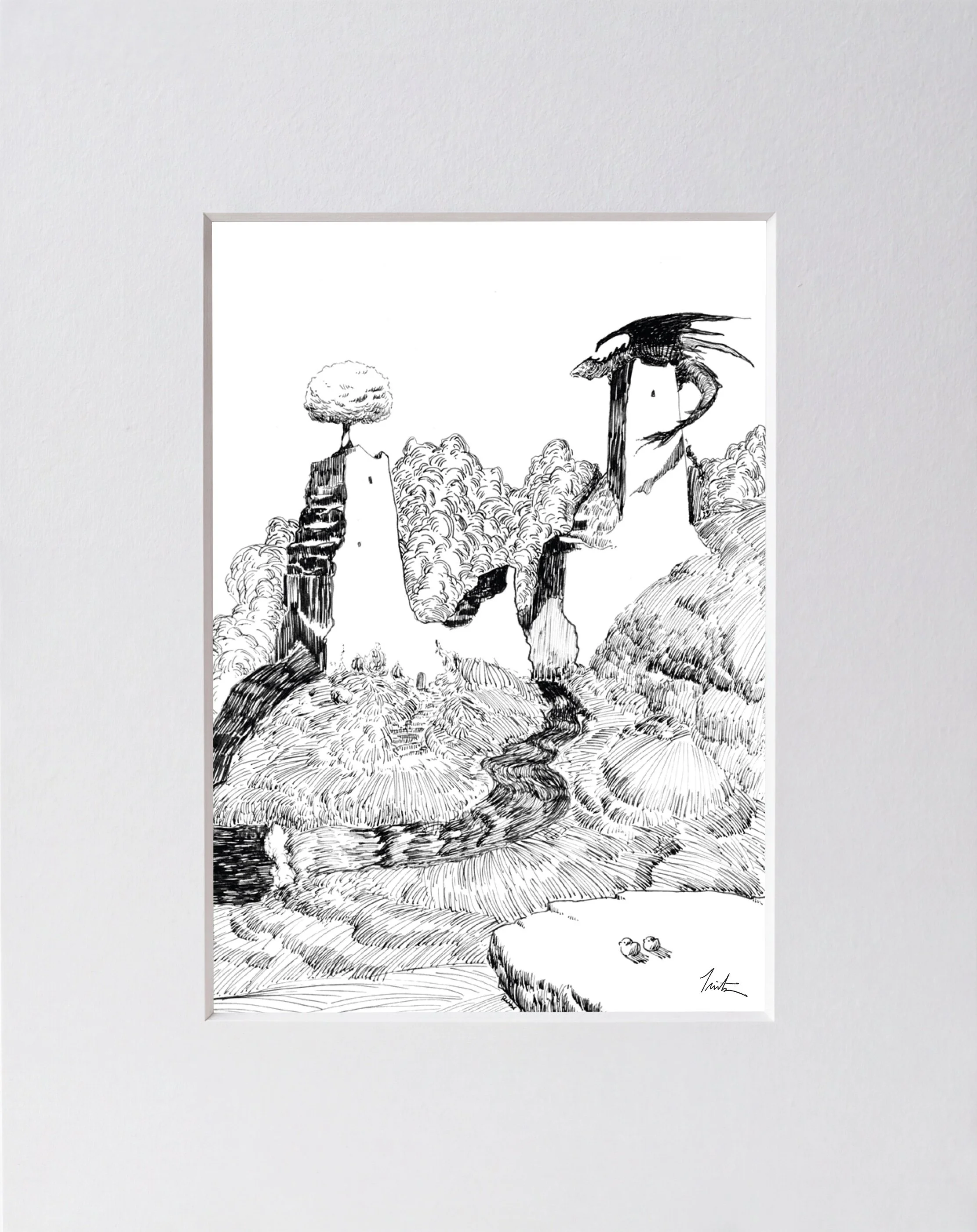 Perched, Ink On Paper, 2026