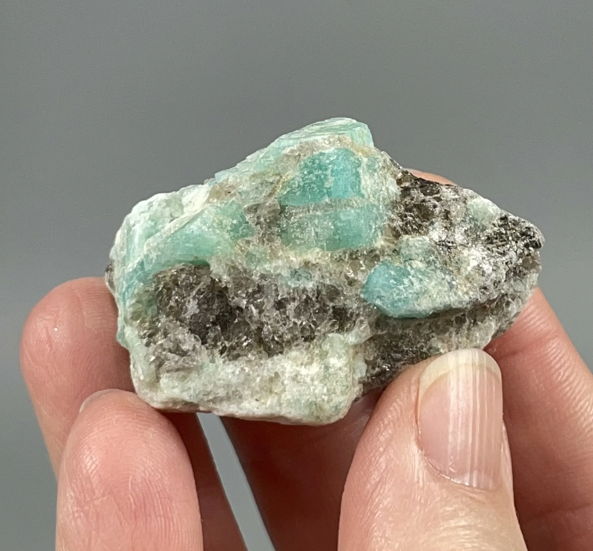 Amazonite and smoky quartz specimen -crystals for sale cheap