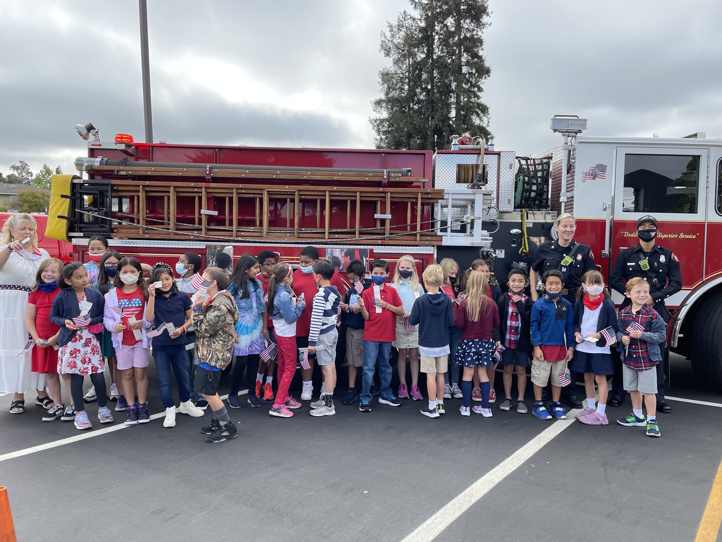   Lynn Conley's 3rd Grade Class with Alameda County Fire Personnel    Pictures by Teresa Hendren  