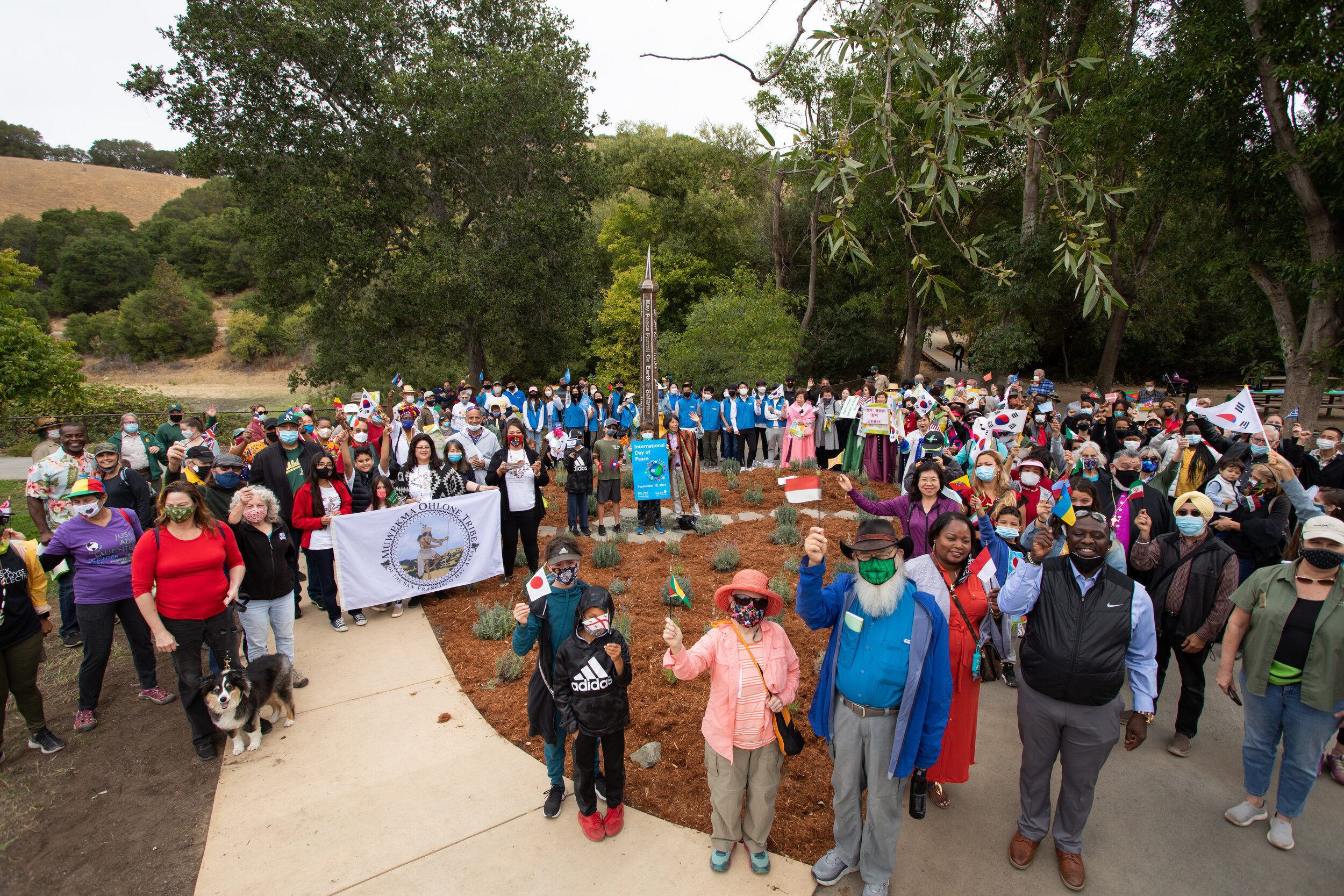  More than 300 people attended the September 18&nbsp;&nbsp;International Peace Day celebration at Lake Chabot in Castro Valley which included the installation of a 12-foot Peace Pole. 