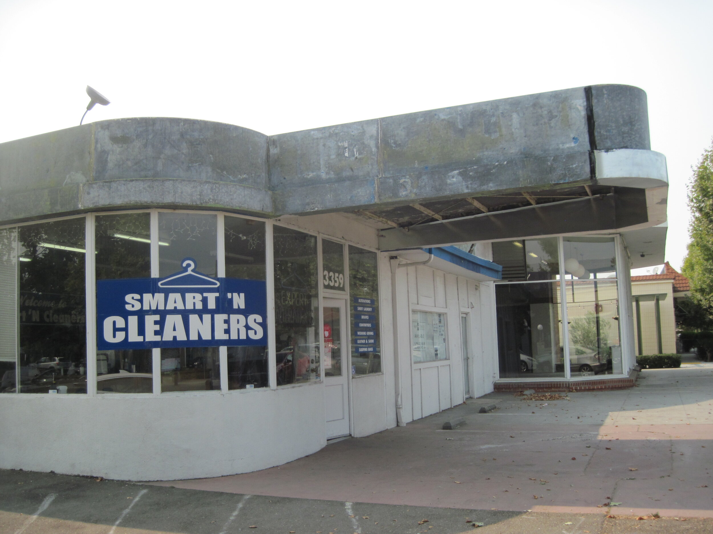   The former Flying A gas station and restaurant at the corner of Wilbeam Avenue and Castro Valley Boulevard. The dry cleaners is moving to the shopping center across the street.  