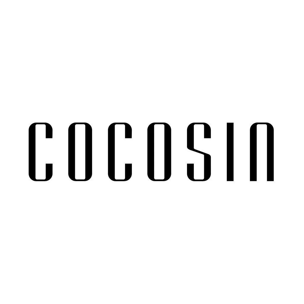 Stylized text saying "COCOSIN" in black font on a white background.