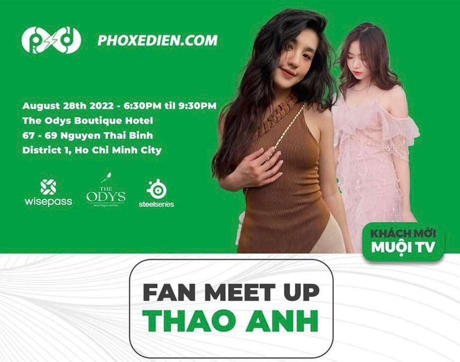 Fan Meeting with Thao Anh the livestreamer!

If you are a fan of Thao Anh, you will definitely not want to miss this fan meeting. In addition to the opportunity to directly interview and ask Thao Anh questions, you will also have a chance to win many