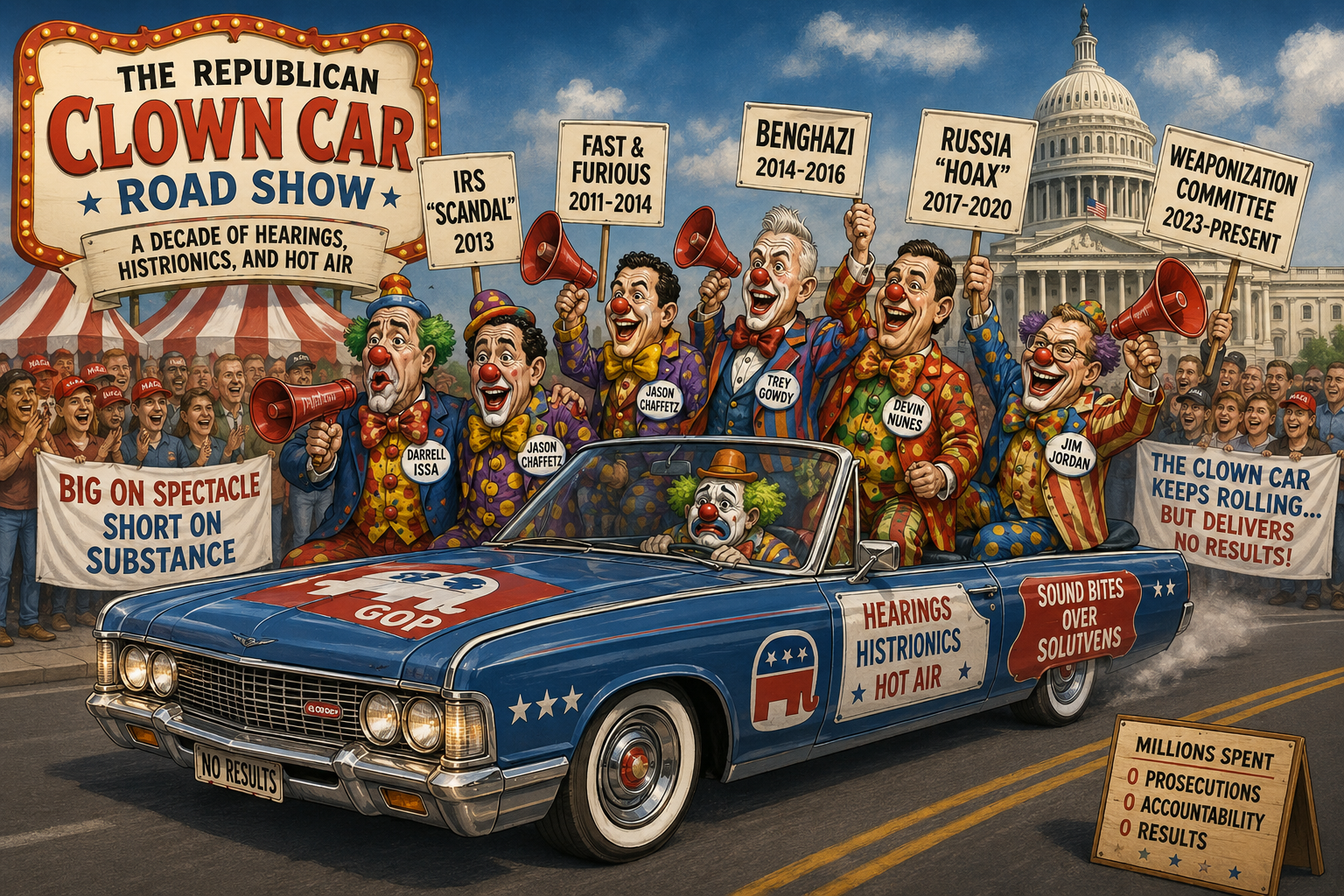 The Republican Clown Car Road Show: A Decade of Hearings, Histrionics, and Hot Air