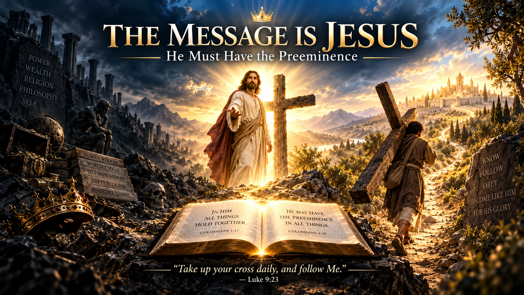 THE MESSAGE IS JESUS; NOTHING ELSE IN HIS PLACE